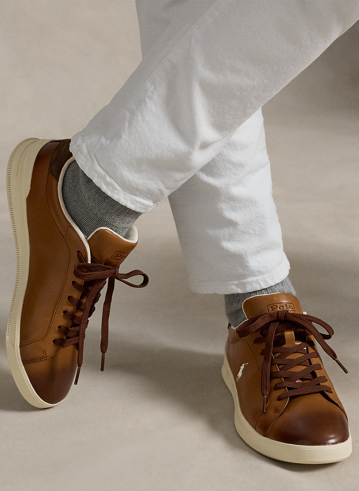 Smooth leather low-top sneakers POLO RALPH LAUREN Brown