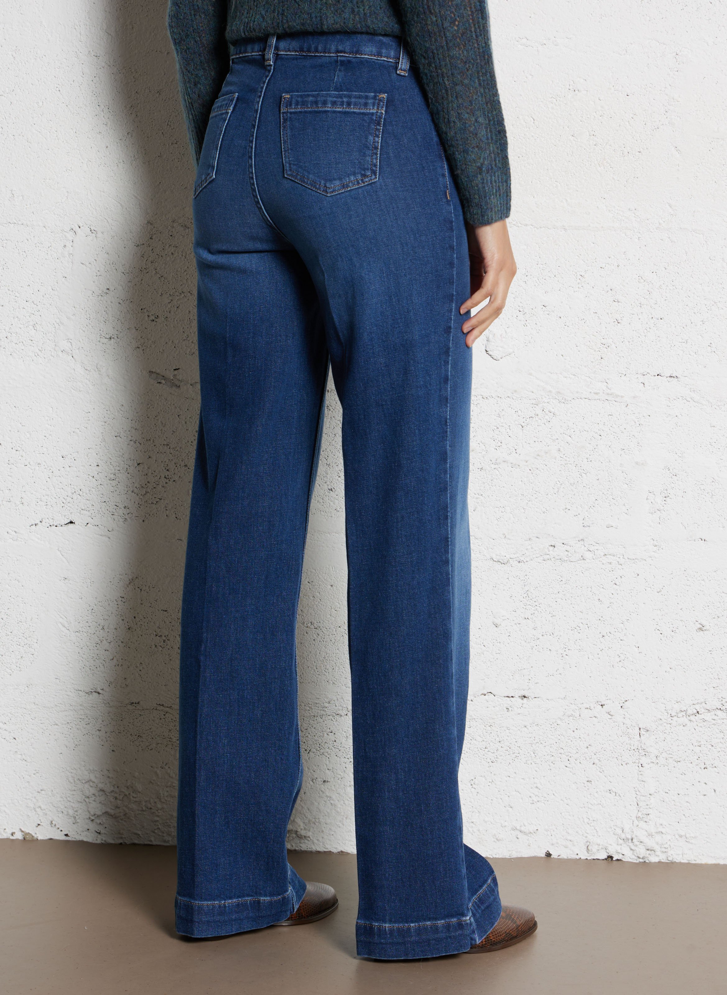 Cotton-blend wide-leg jeans MAISON 123 Blue