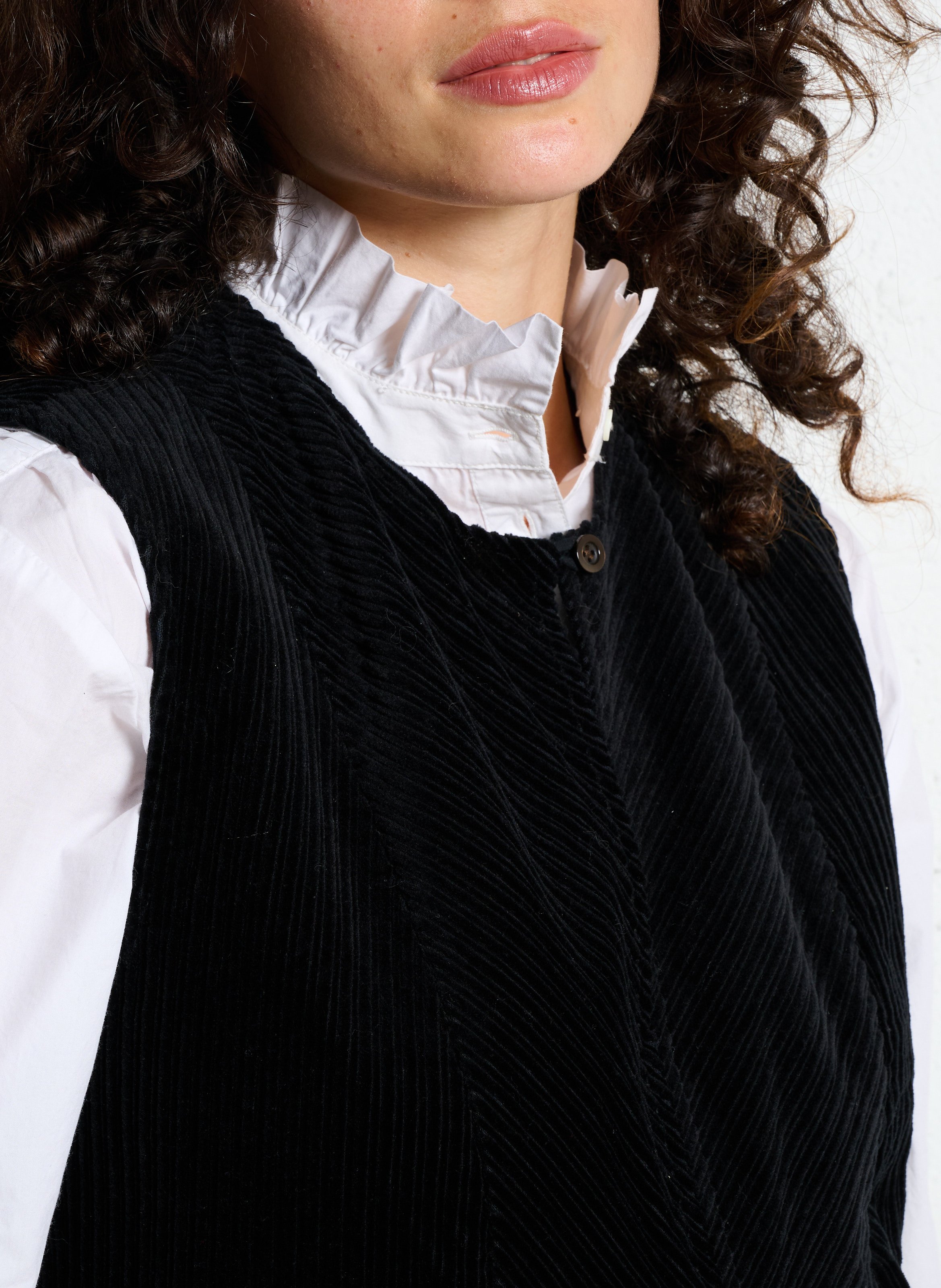 Short round-neck cotton dress SEE U SOON Black