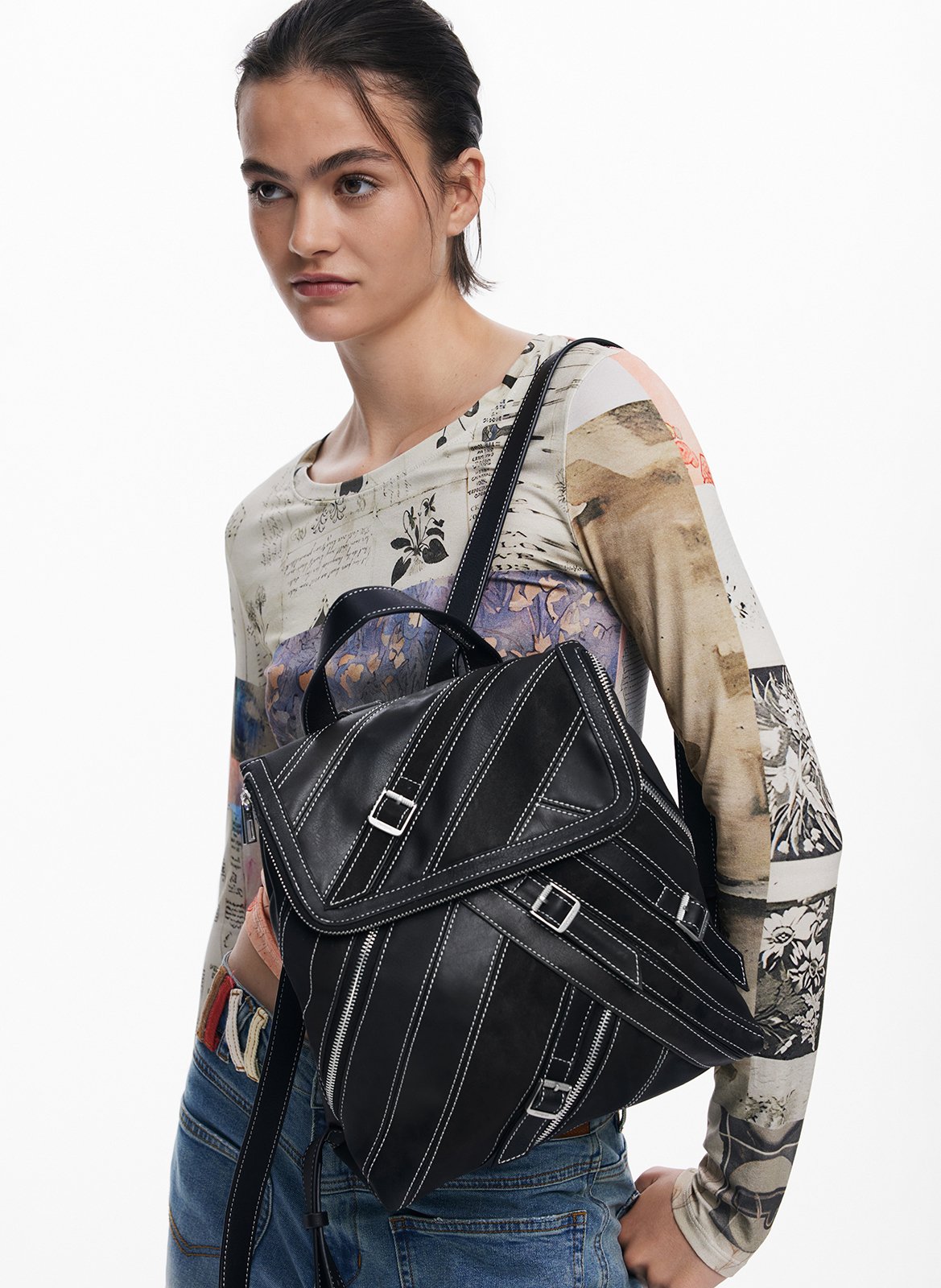 Lederrucksack DESIGUAL Schwarz