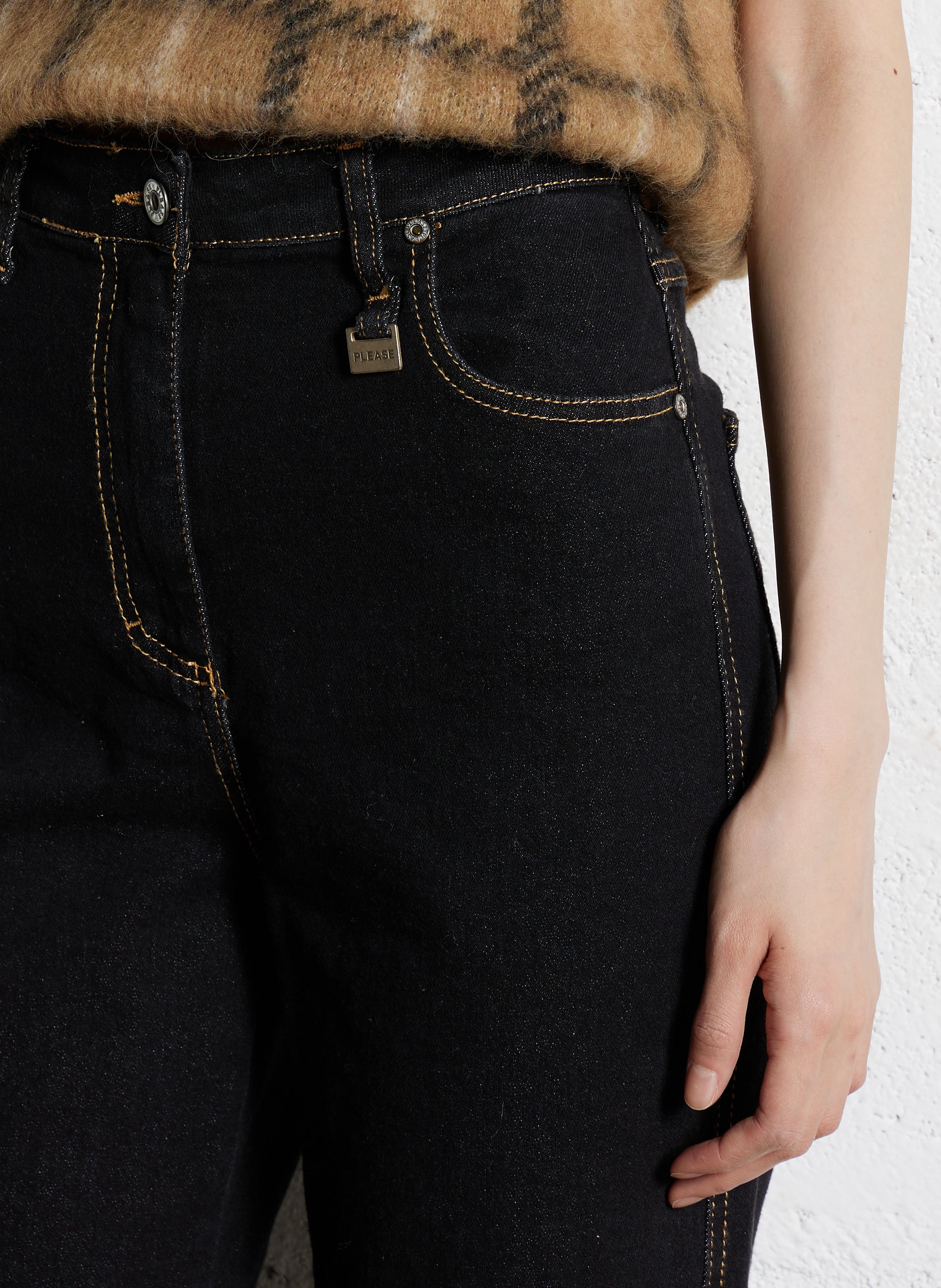 Jean droit en coton mélangé PLEASE Noir