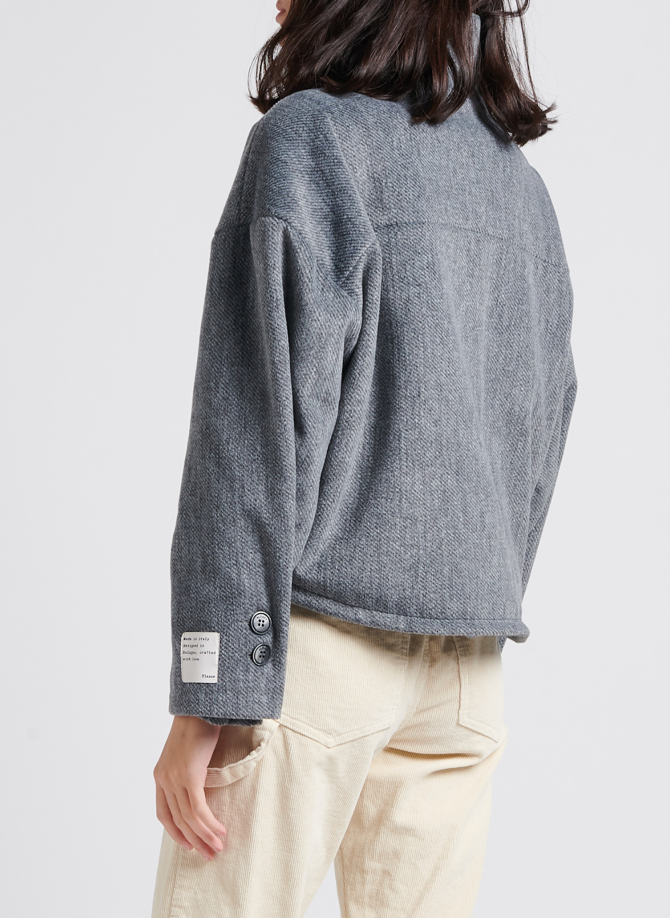 Oversized jasje met opstaande kraag PLEASE Grijs