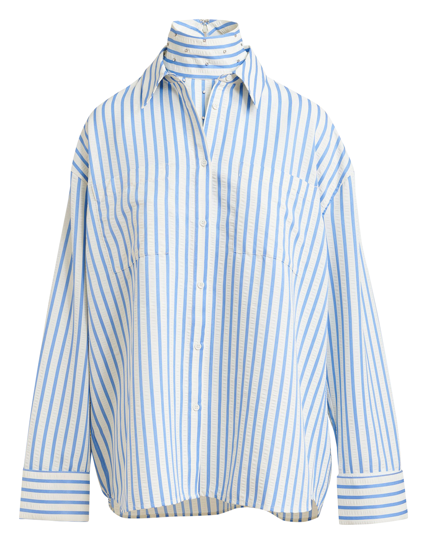 Gestreiftes Oversize-Hemd  ESSENTIEL ANTWERP Weiss