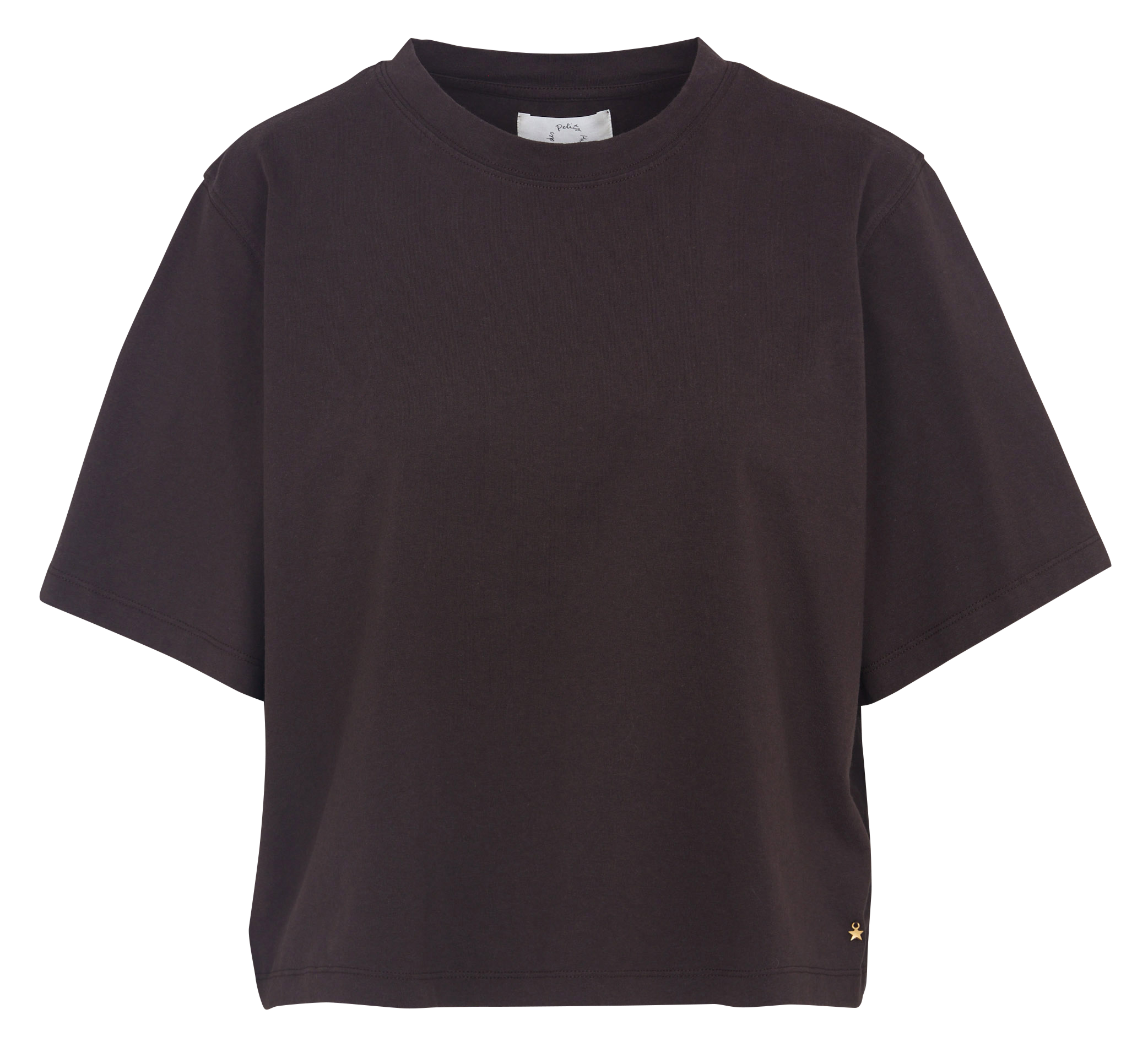 <t-shirt boxy cropped met ronde hals van katoen</t-shirt> DES PETITS HAUTS Bruin