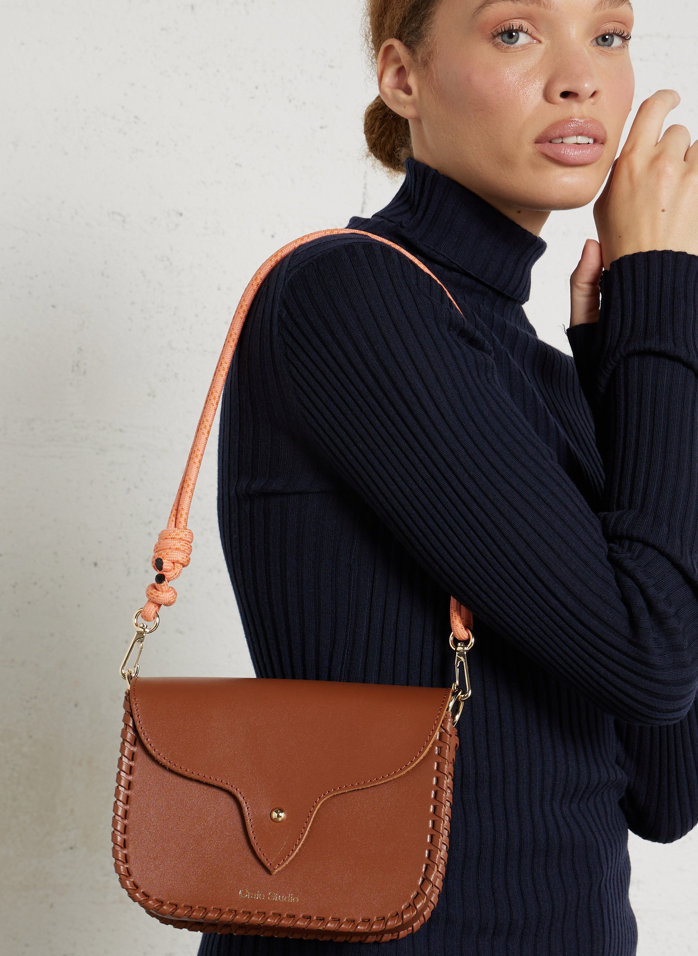 Sac bandoulière en cuir CRAIE STUDIO Marron