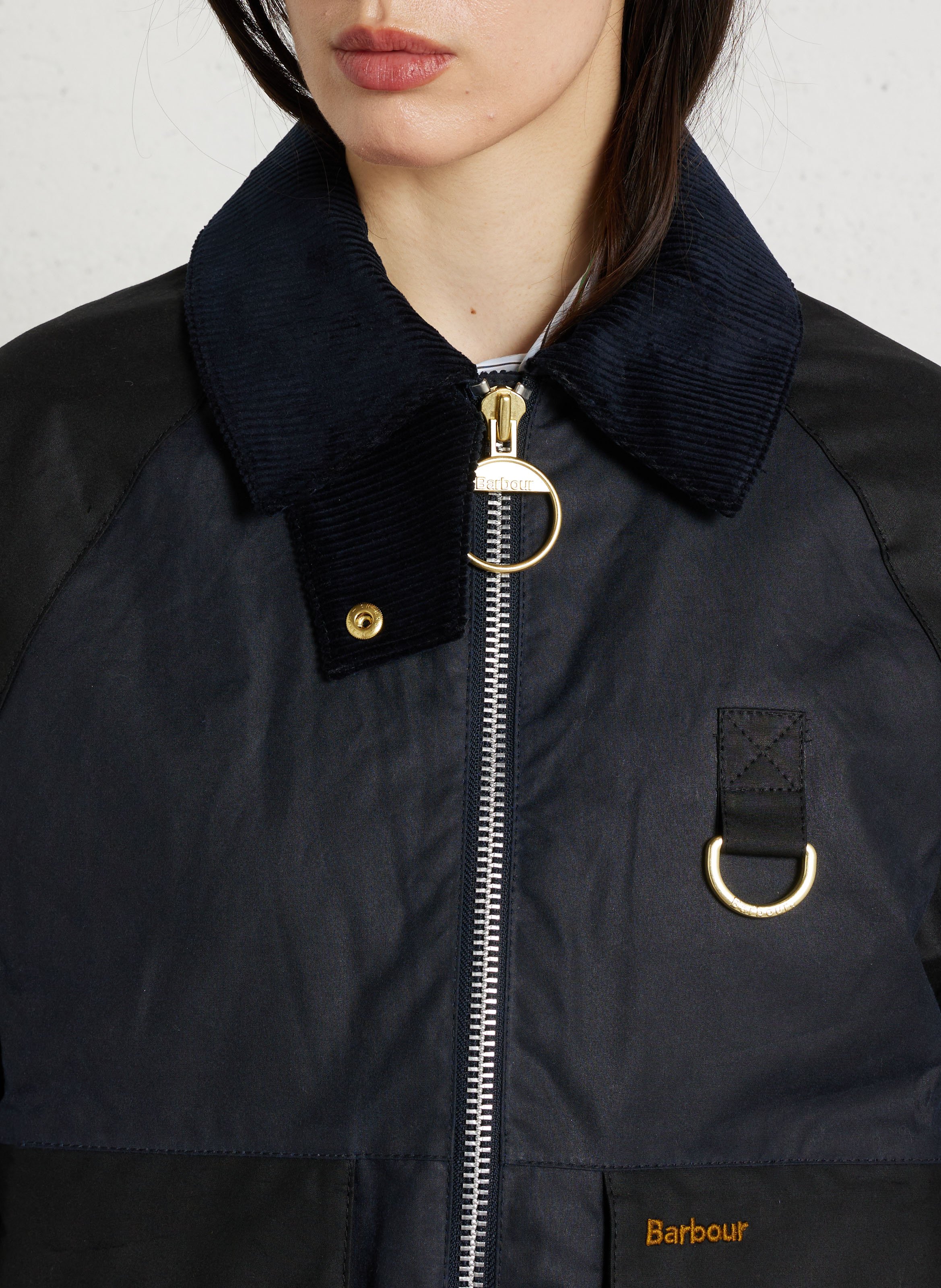 Jas met ritssluiting in gewaxt recht model BARBOUR Blauw