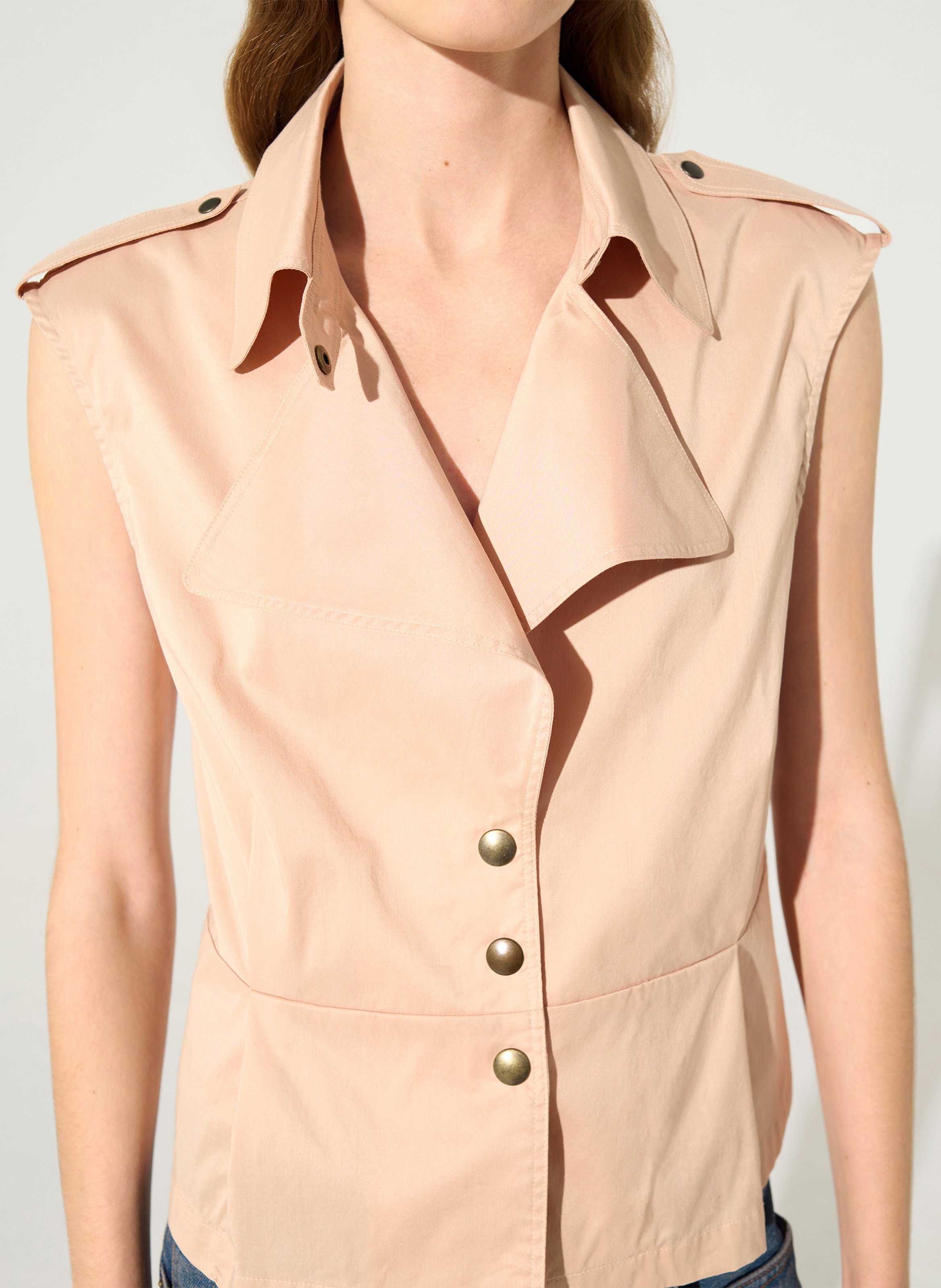 Chemise col tailleur en coton mélangé COTELAC Rose