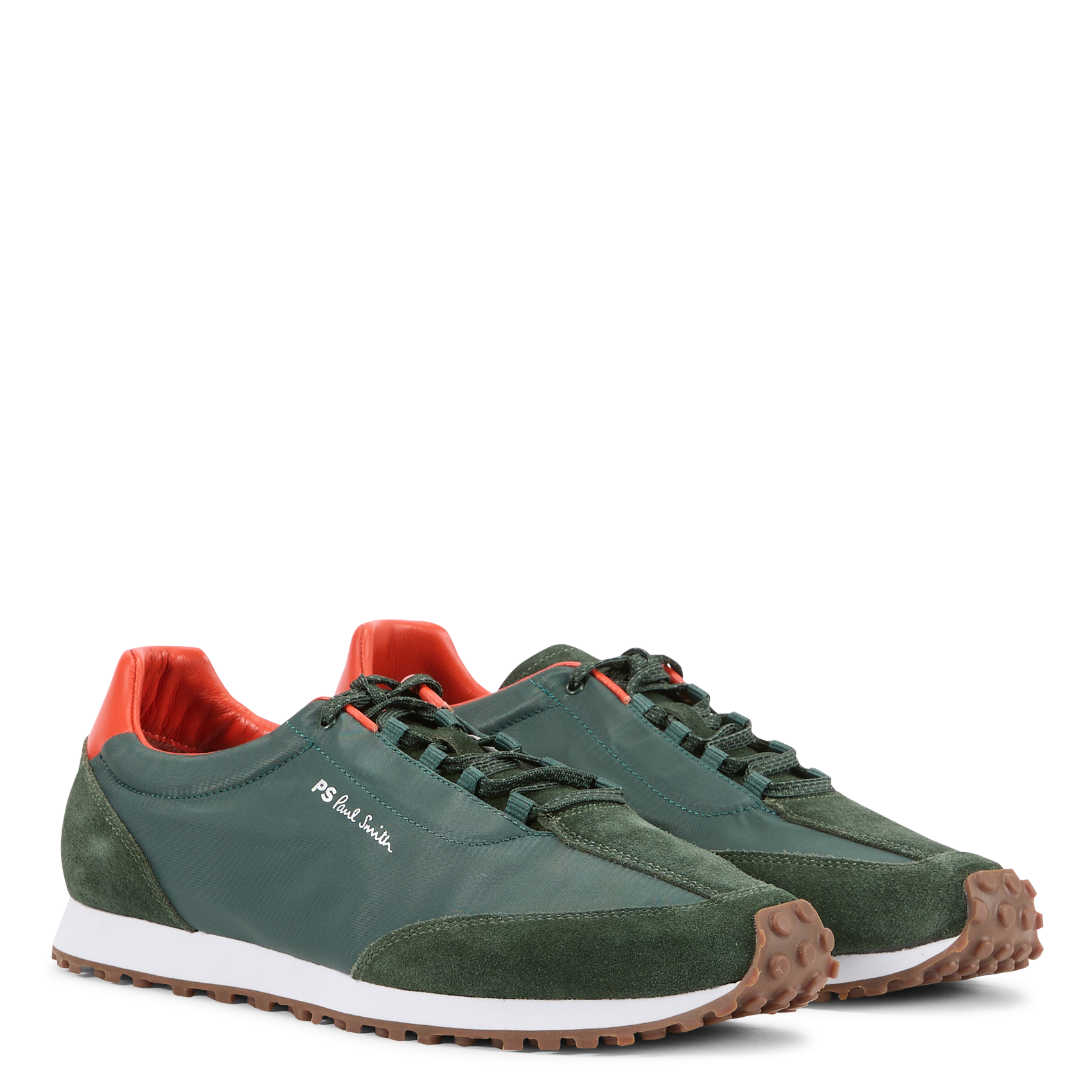 Baskets basses à lacets en cuir mélangé PAUL SMITH Kaki