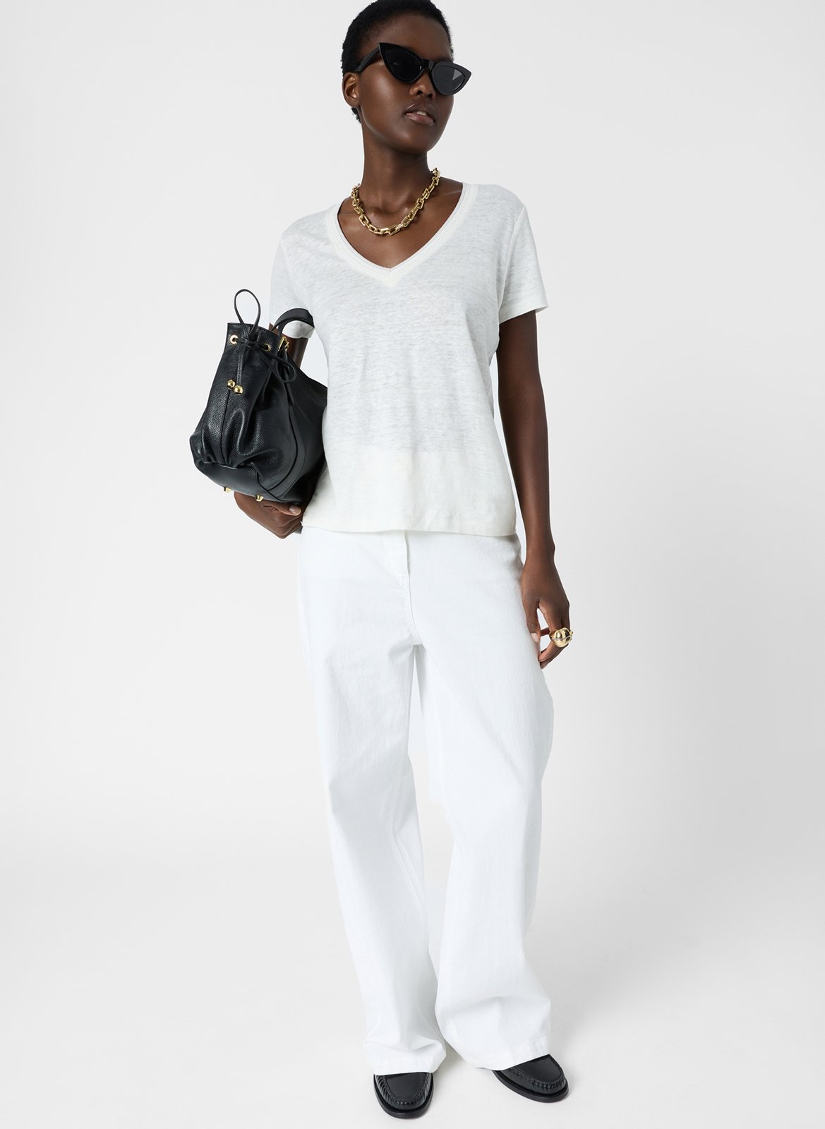 Tee-shirt droit en lin uni GERARD DAREL Blanc