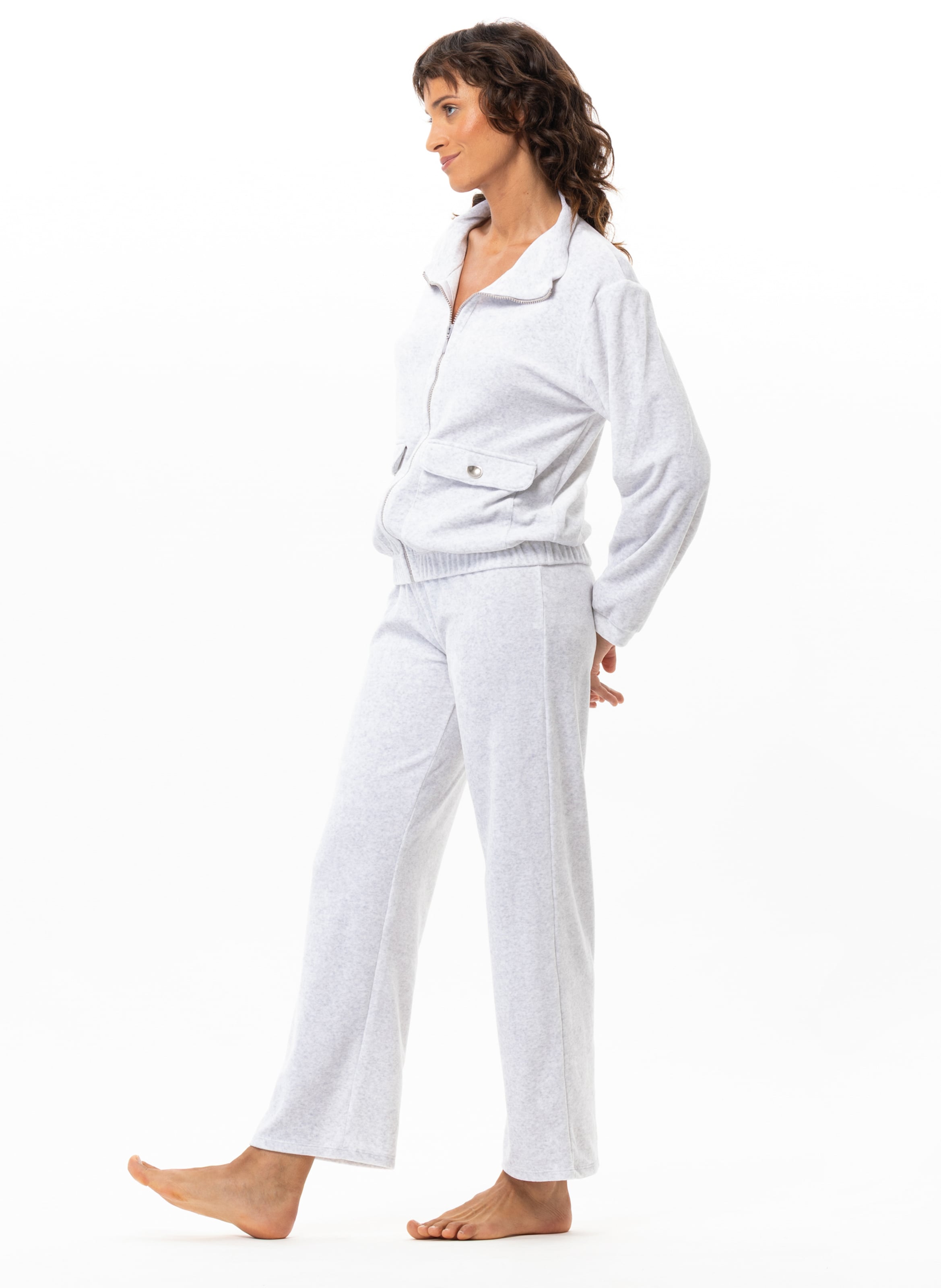Ensemble homewear zippé en velours LE CHAT Gris