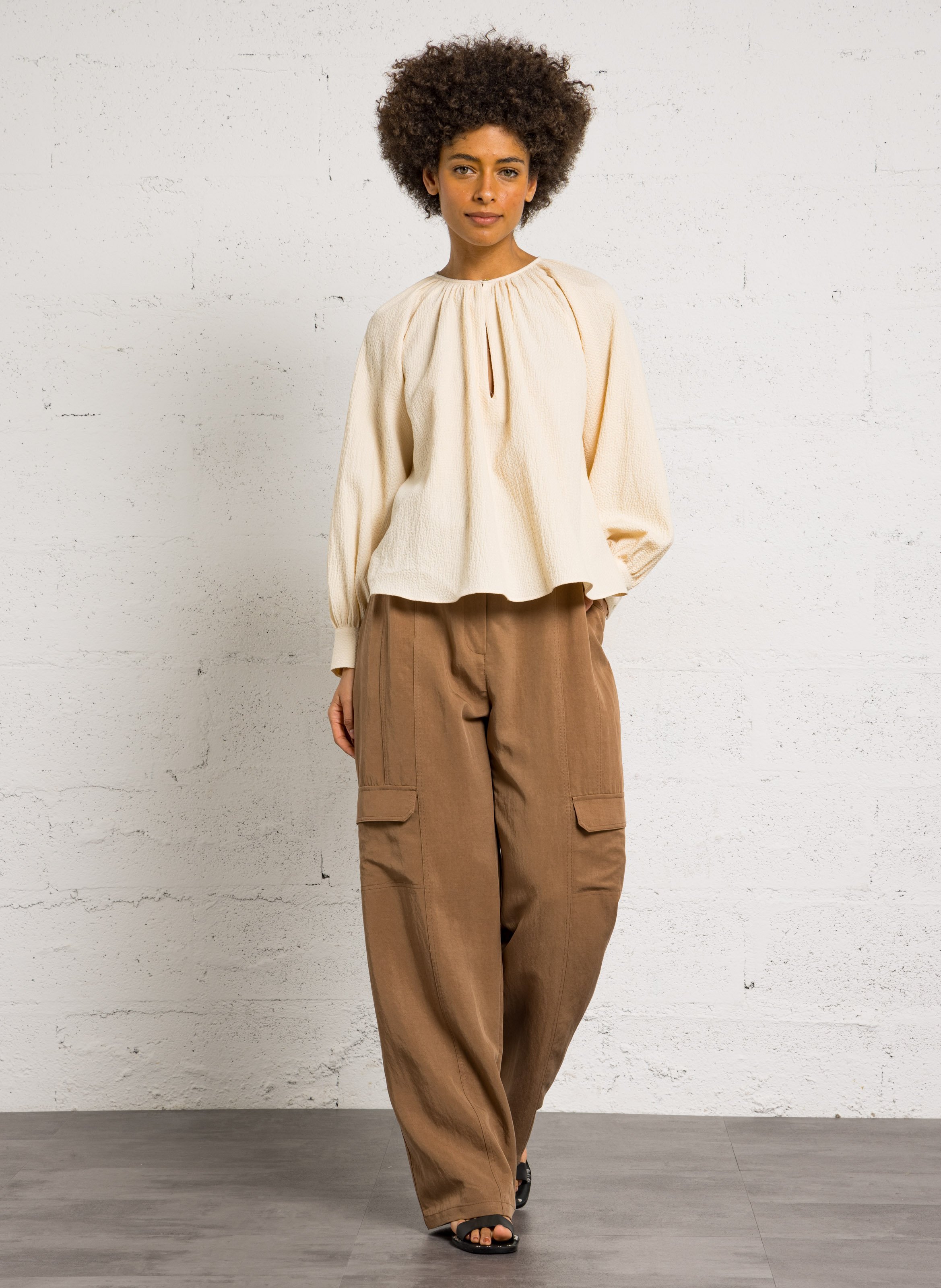 Azawood - Weite Hose mit hohem Bund SUNCOO Braun