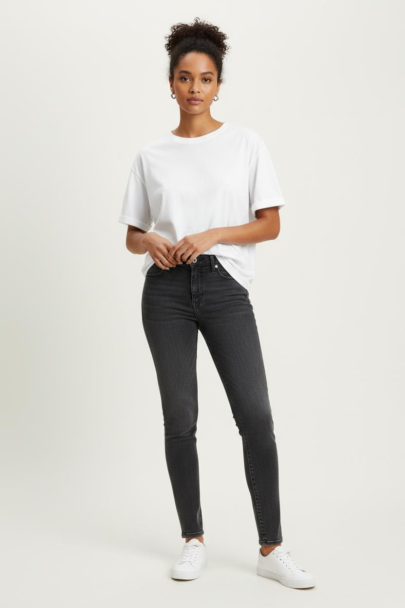 Cropped slim jeans with studs LEVI'S - Seconde main Grey