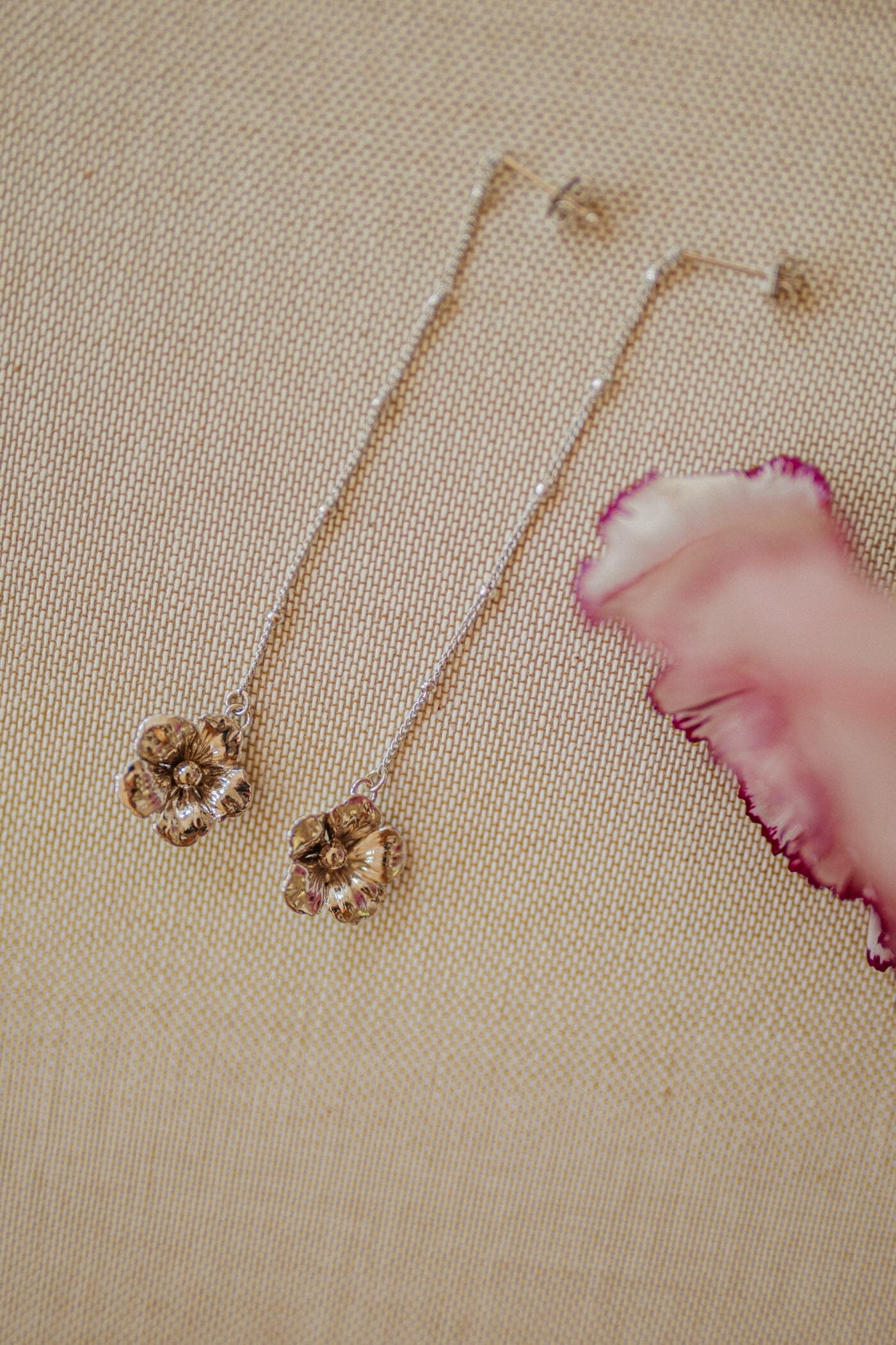 Dangling earrings with gold-plated floral design MONSIEUR SIMONE Silver