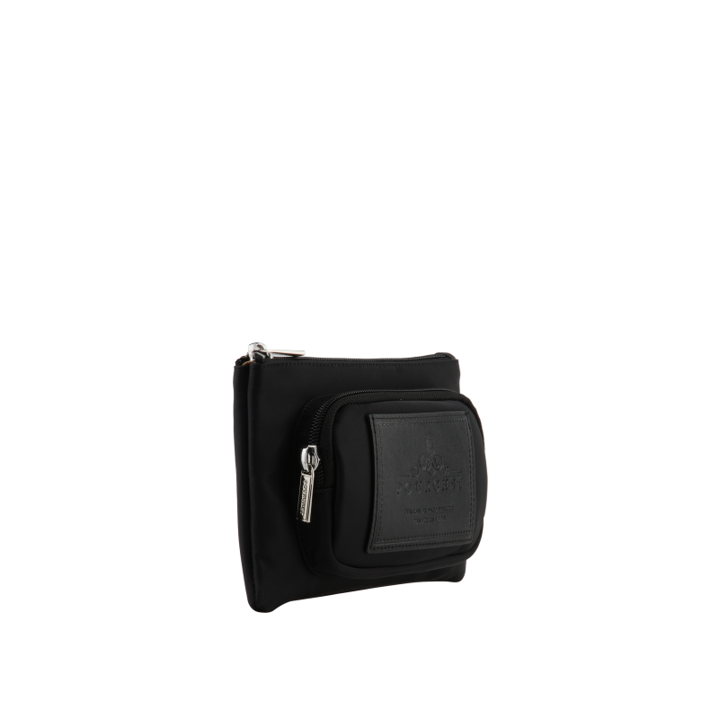 Canvas wallet trimmed with leather POURCHET Black