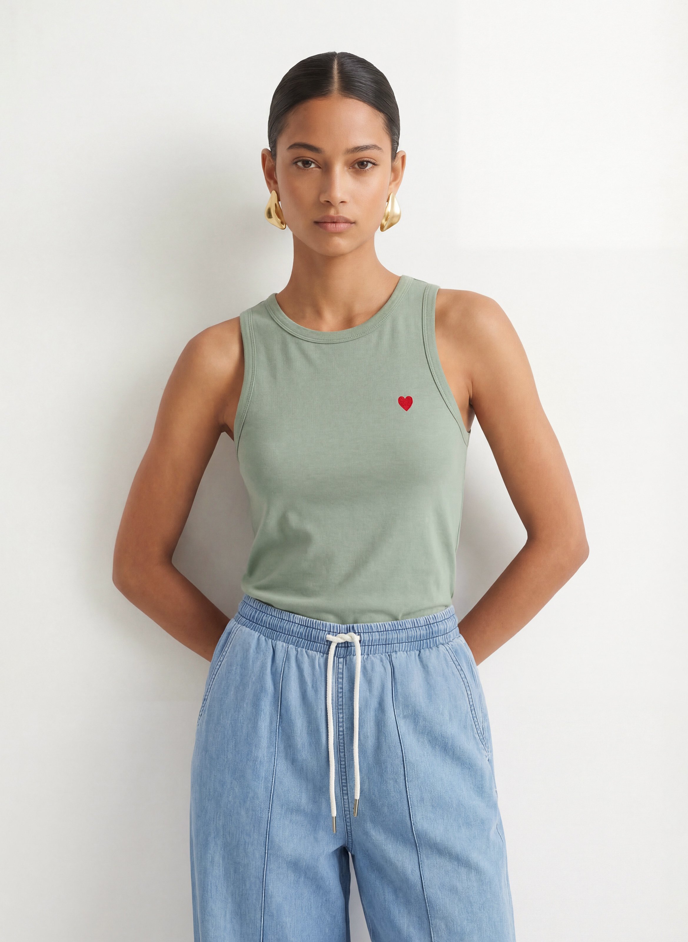 Débardeur col rond en coton KOOKAI Vert