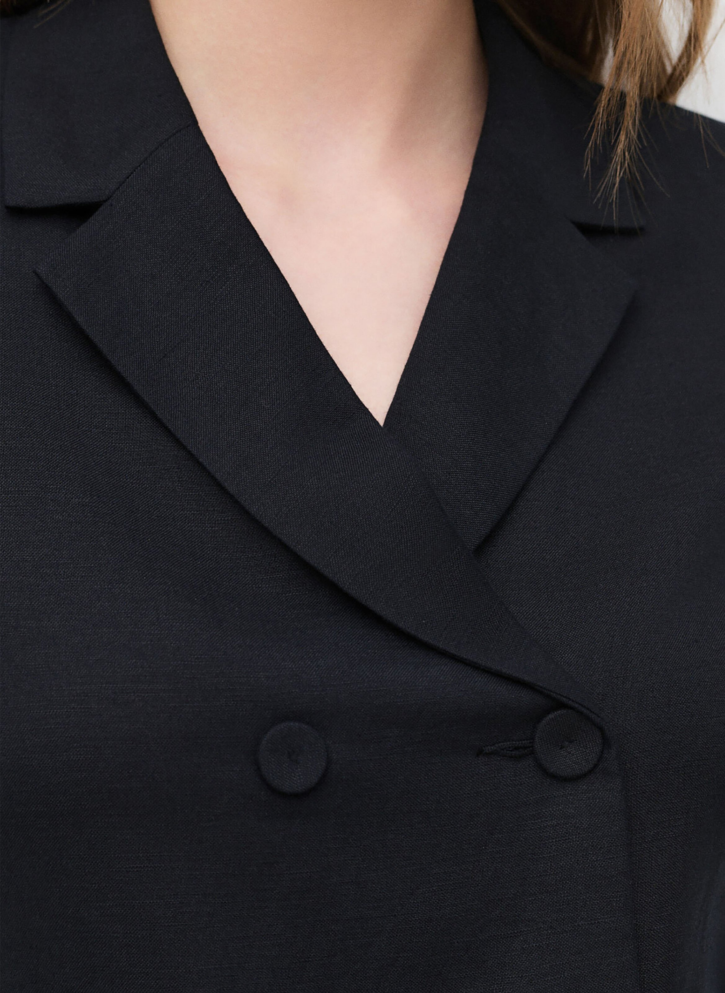 Veste col tailleur en lin mélangé CAROLL Noir