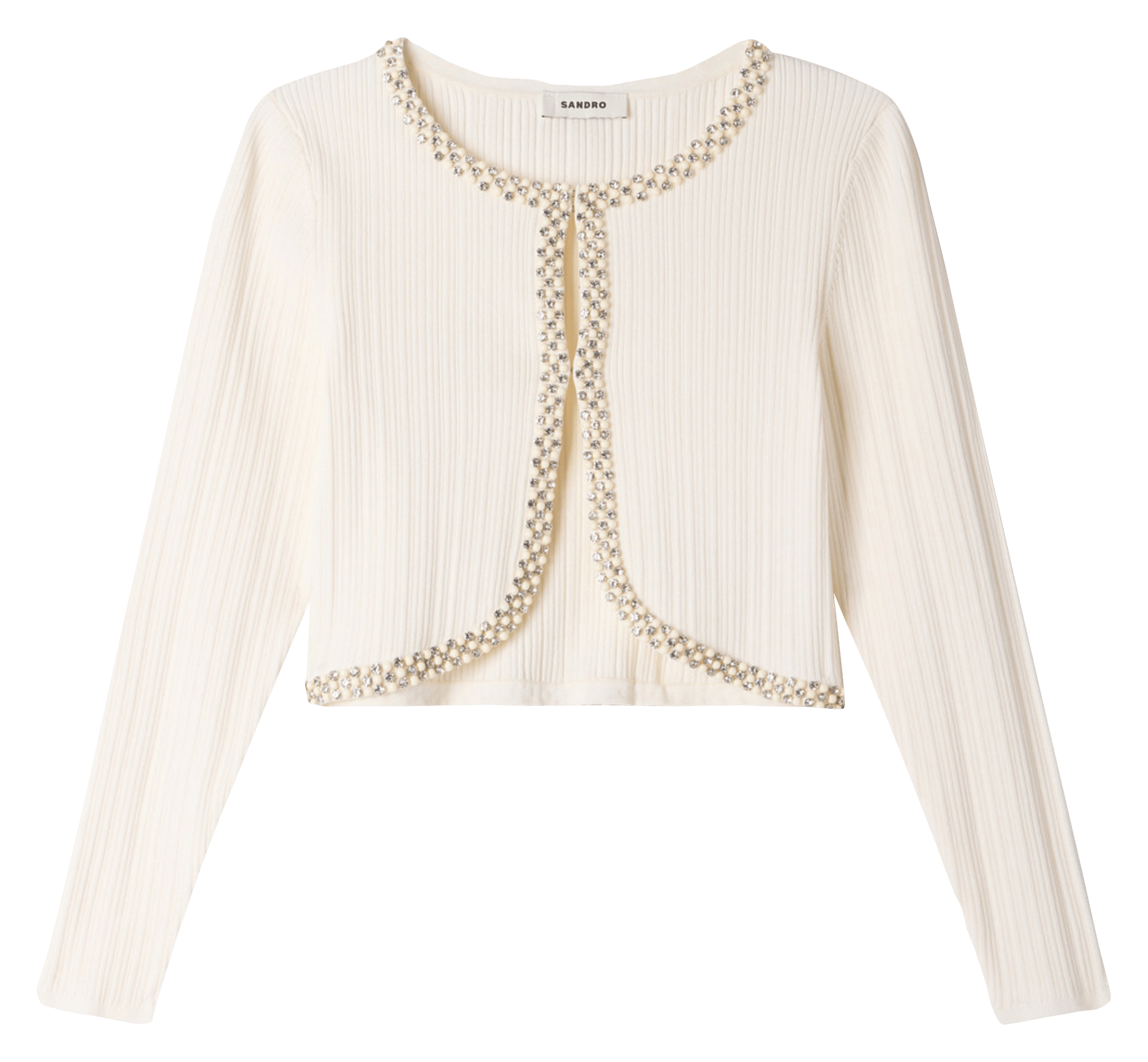 Cardigan court perlé SANDRO Wit
