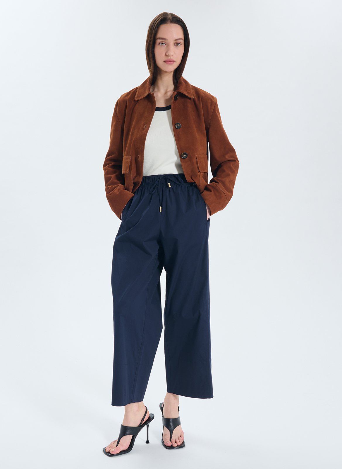 Pantalon large en coton mélangé ZAPA Bleu