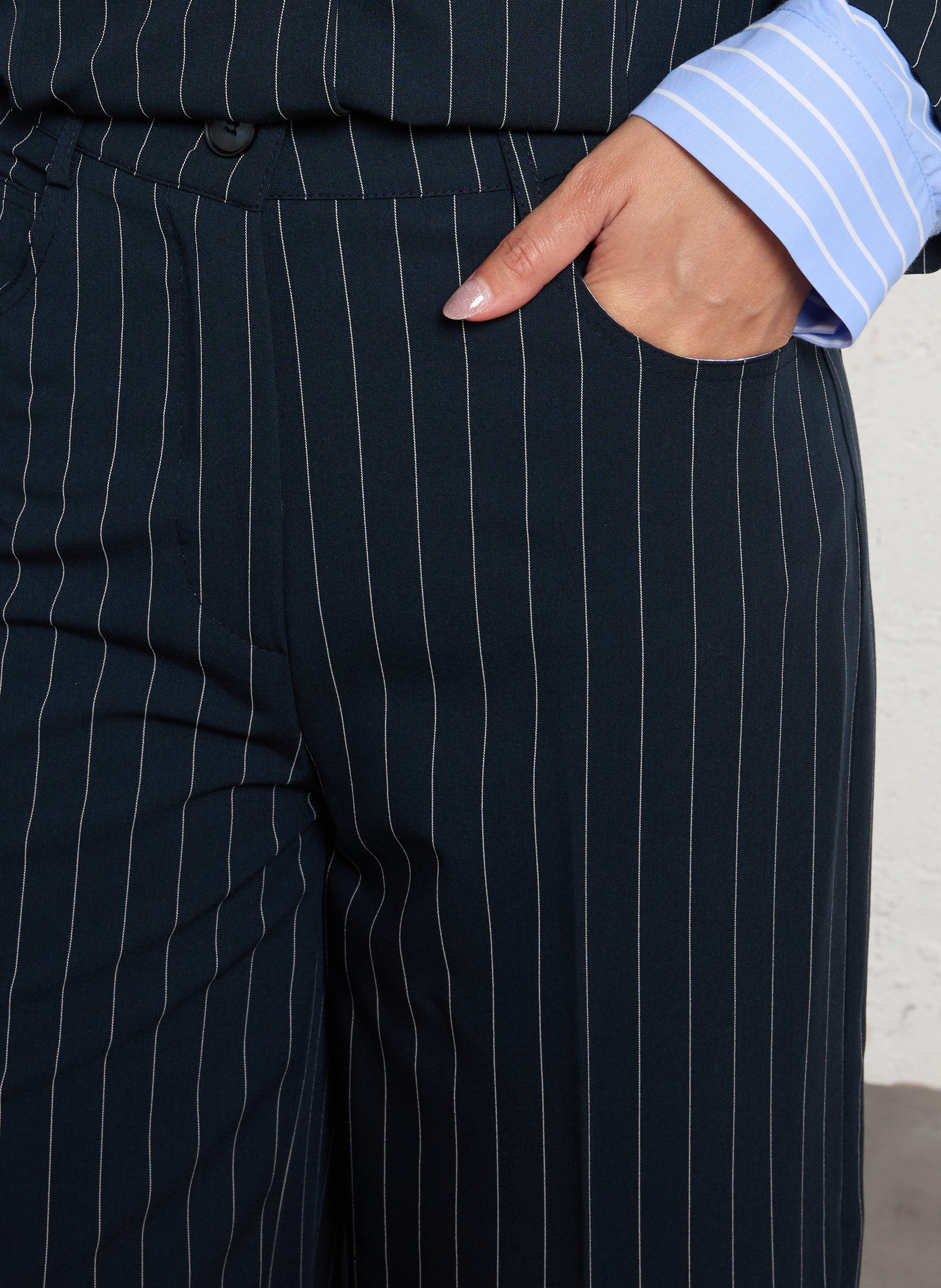 Wijde, gestreepte broek IMPERIAL Blauw