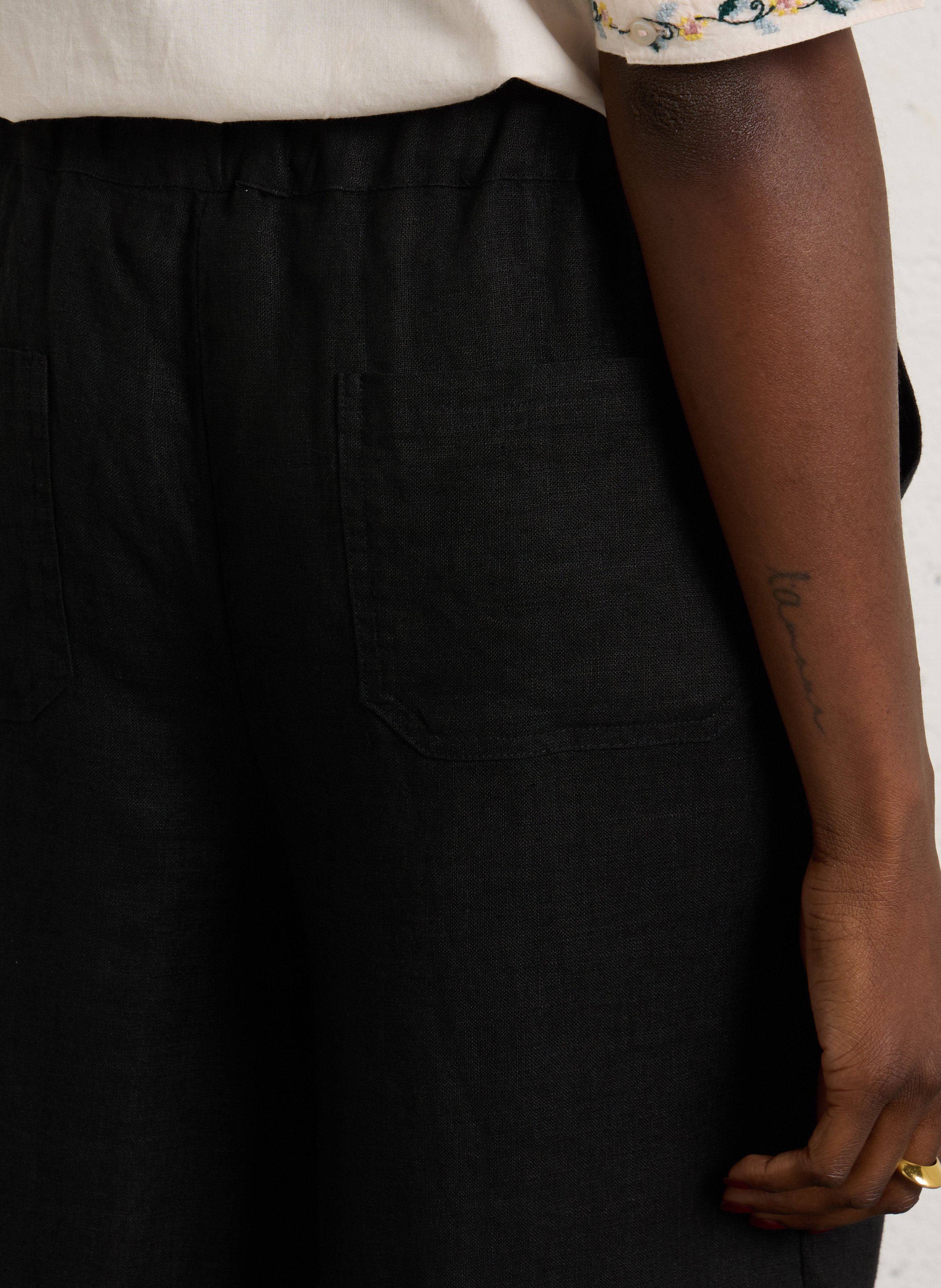 Pantalón ancho de lino MAISON 123 Negro