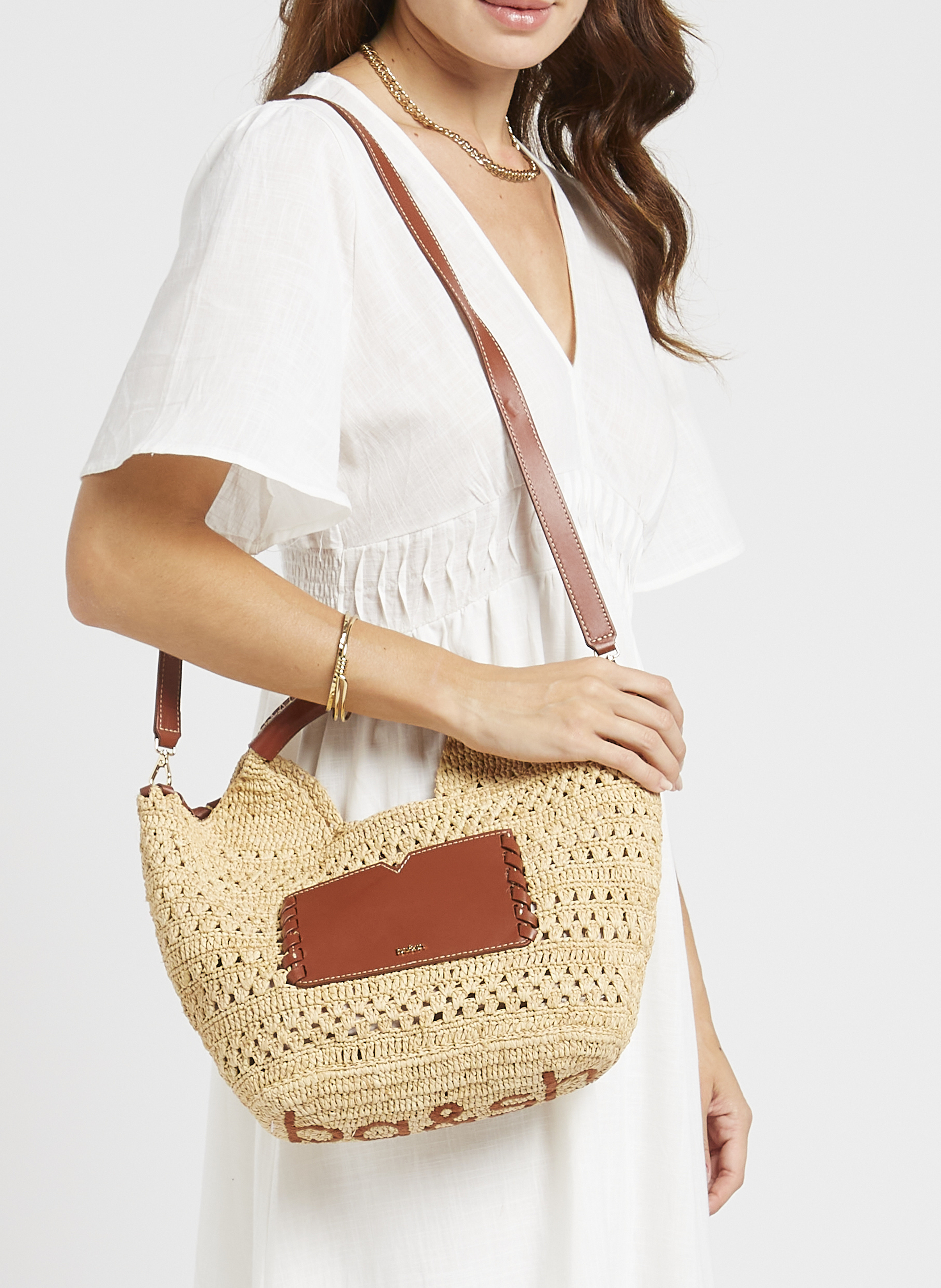 Sac cabas en raphia  BA&SH Marron
