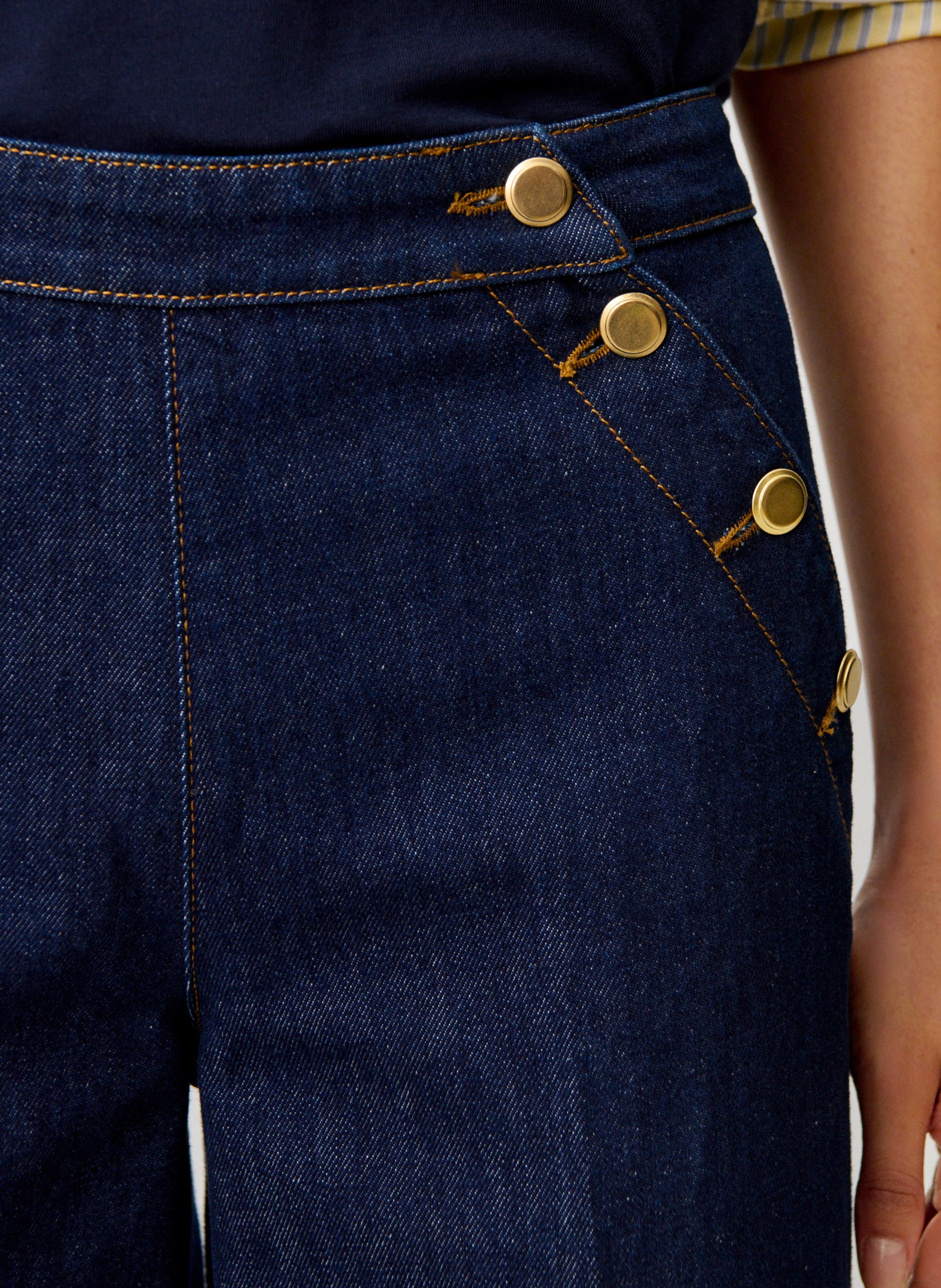 Wide buttoned raw denim jeans CLAUDIE PIERLOT Blue