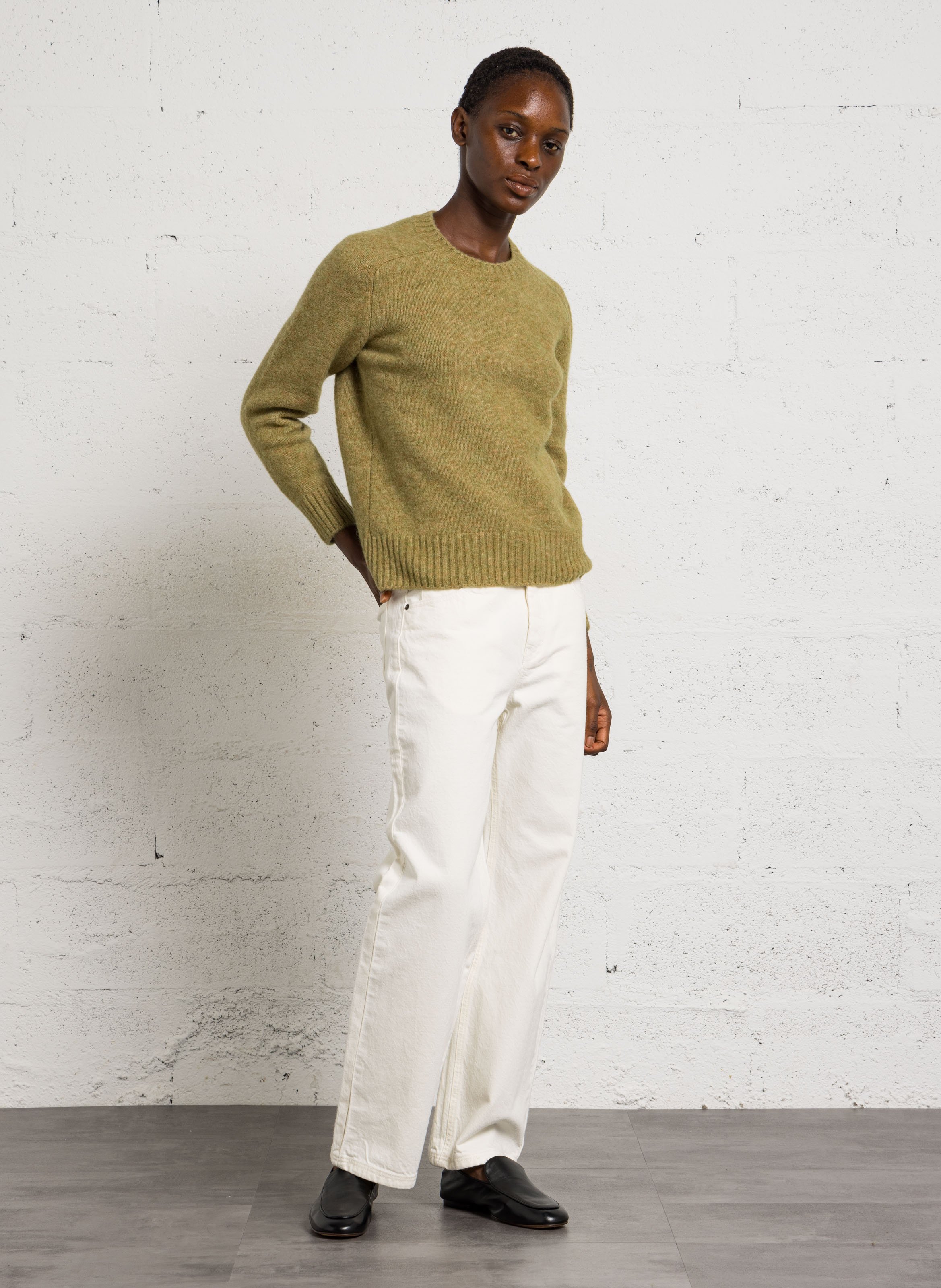 Oversize round-neck knit sweater SOEUR Green