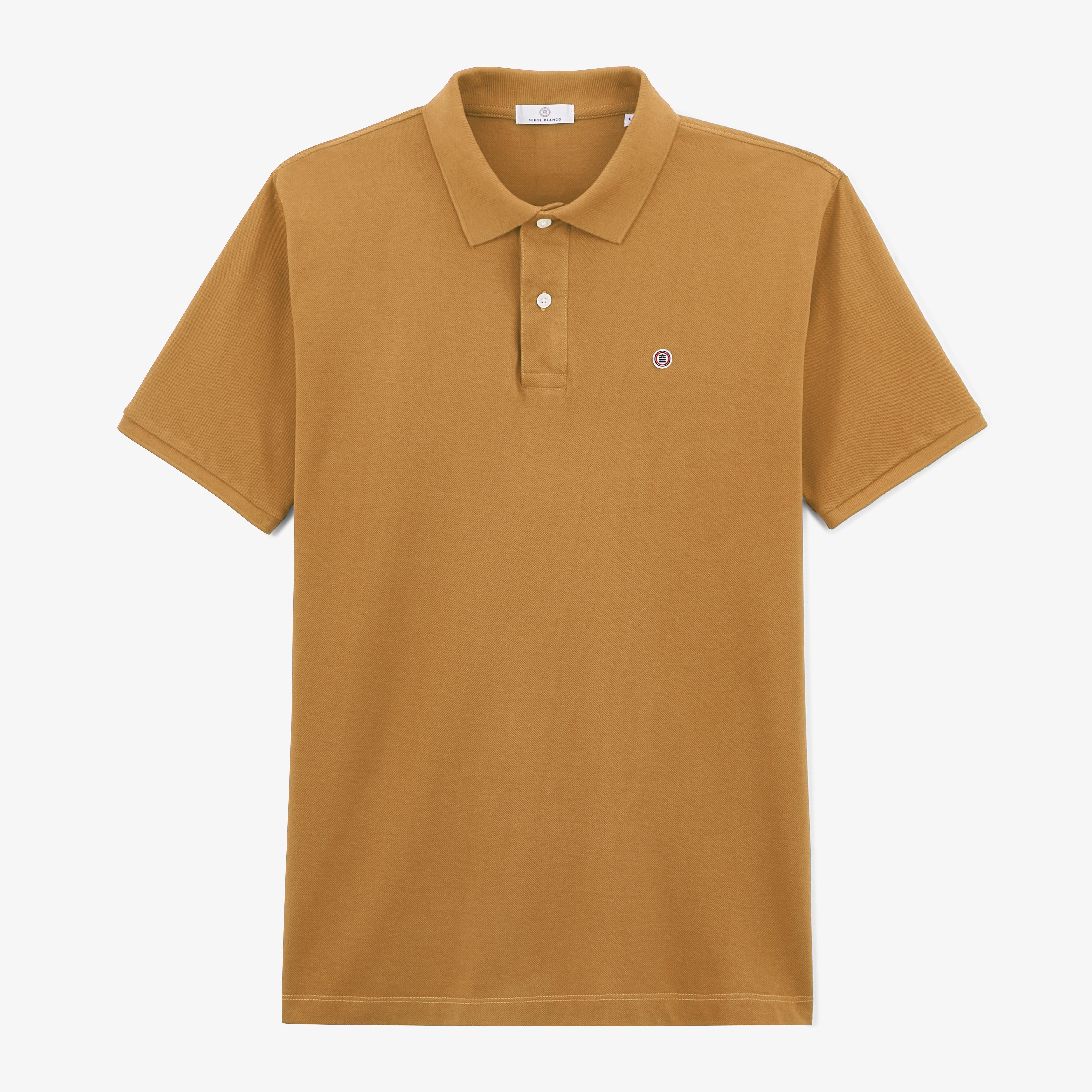Short-sleeved cotton piqué knit polo SERGE BLANCO Yellow
