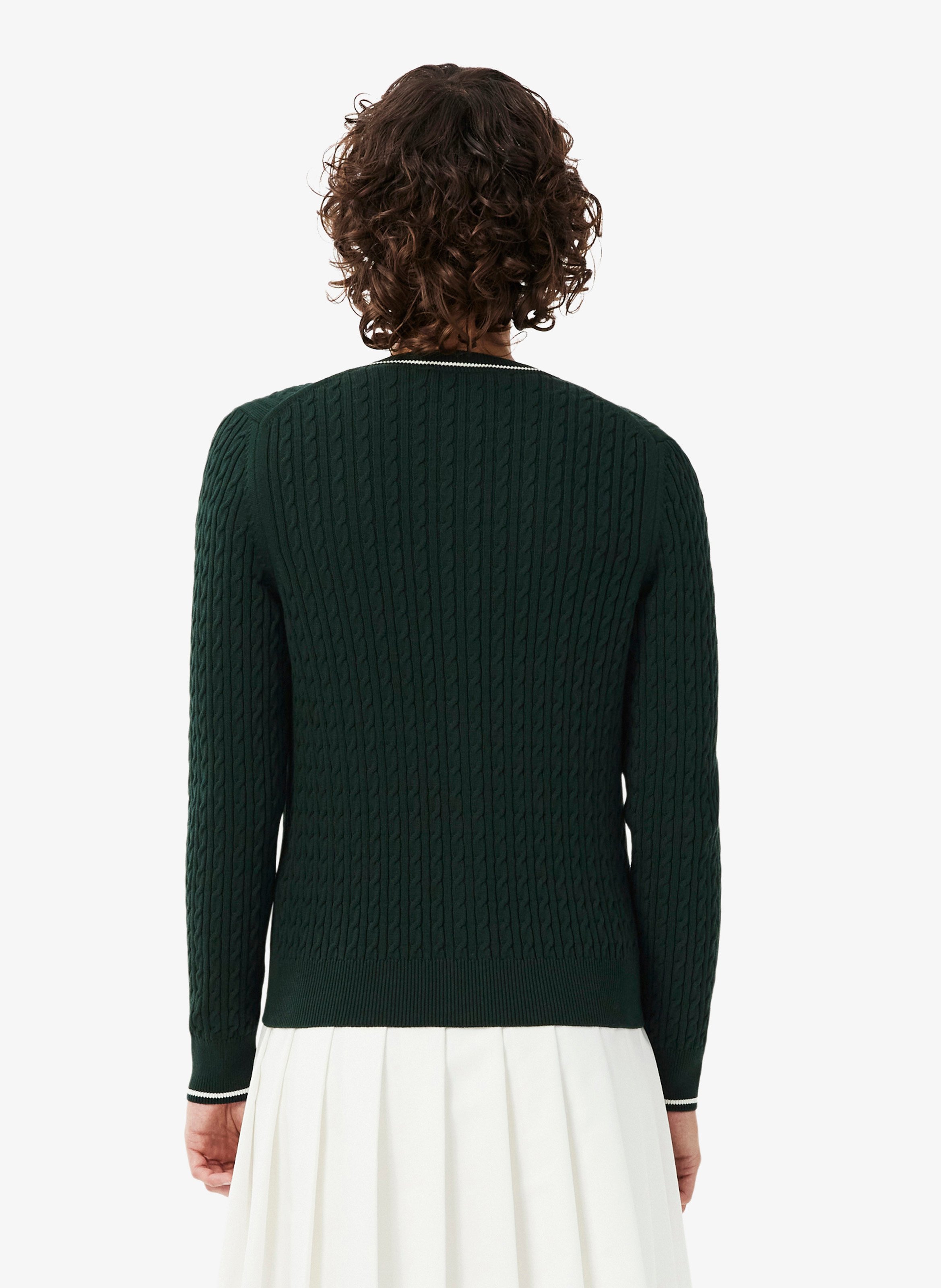 Straight cardigan in blended cotton LACOSTE Green