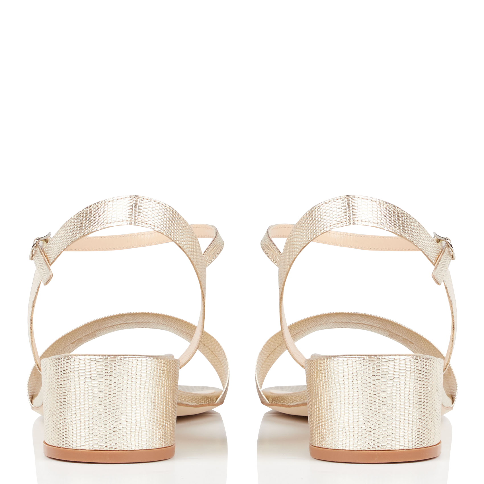 Reptile-effect low heel leather sandals JONAK Golden