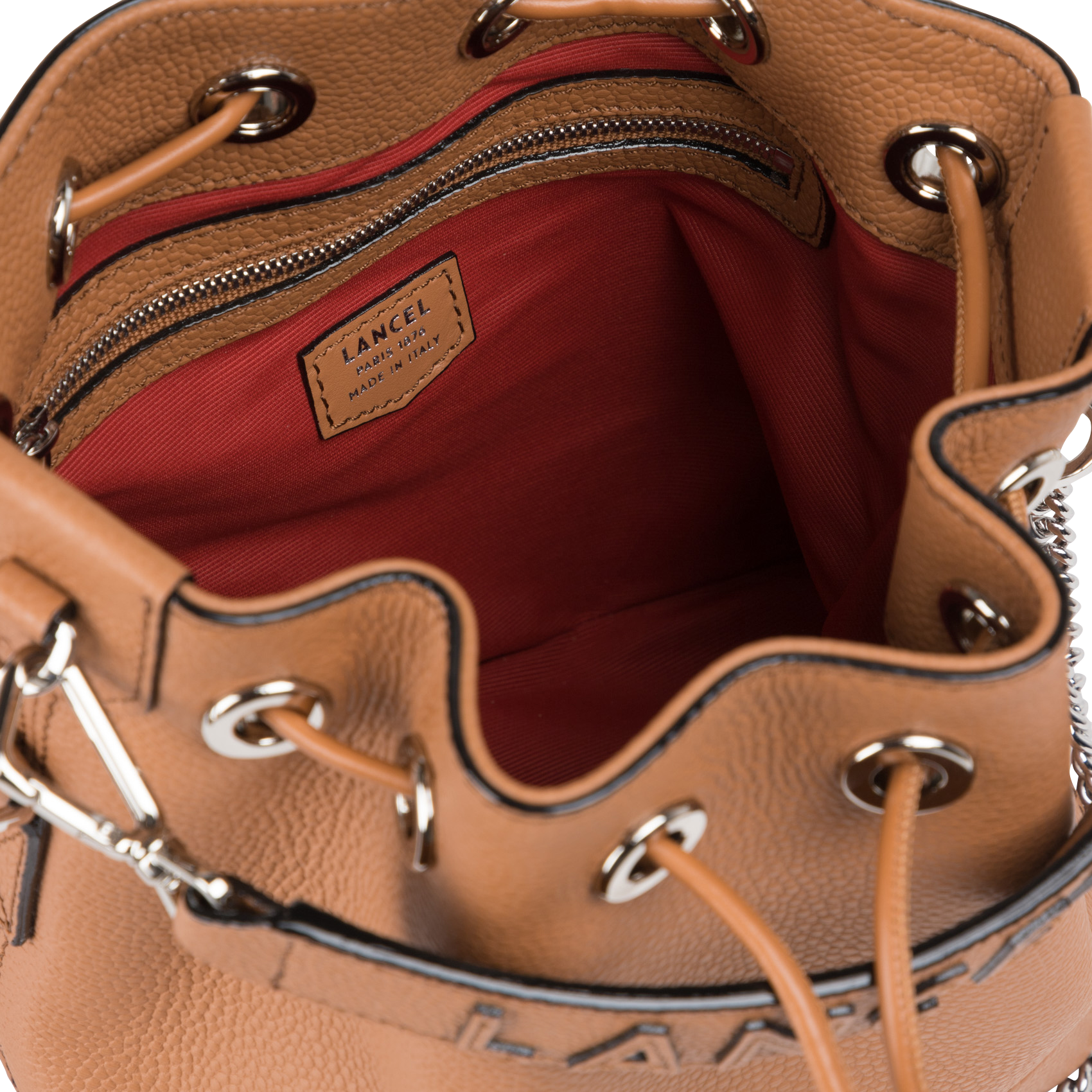 Beuteltasche aus genarbtem Leder LANCEL Beige