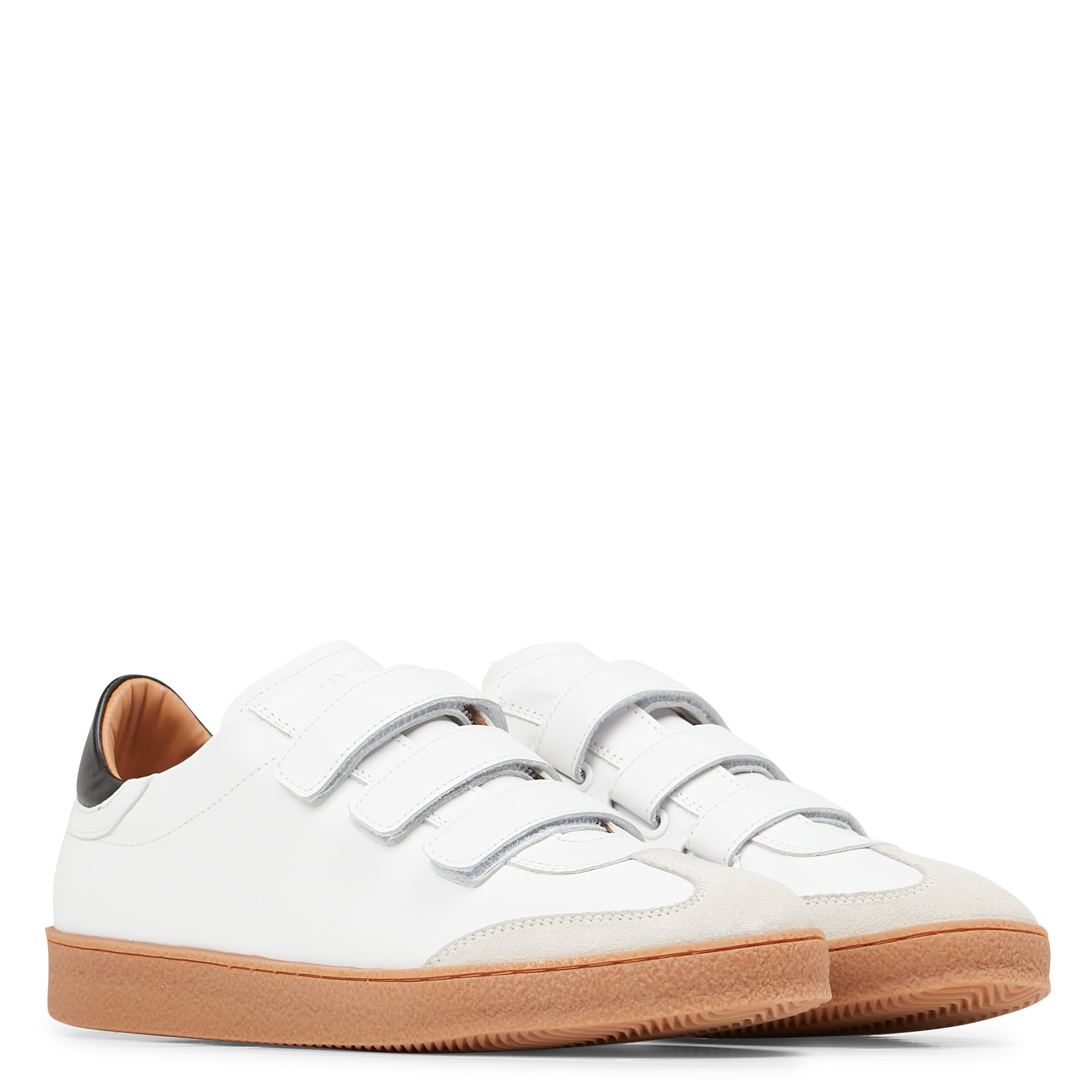 N°11 leather sneakers with Velcro fastening RIVECOUR White