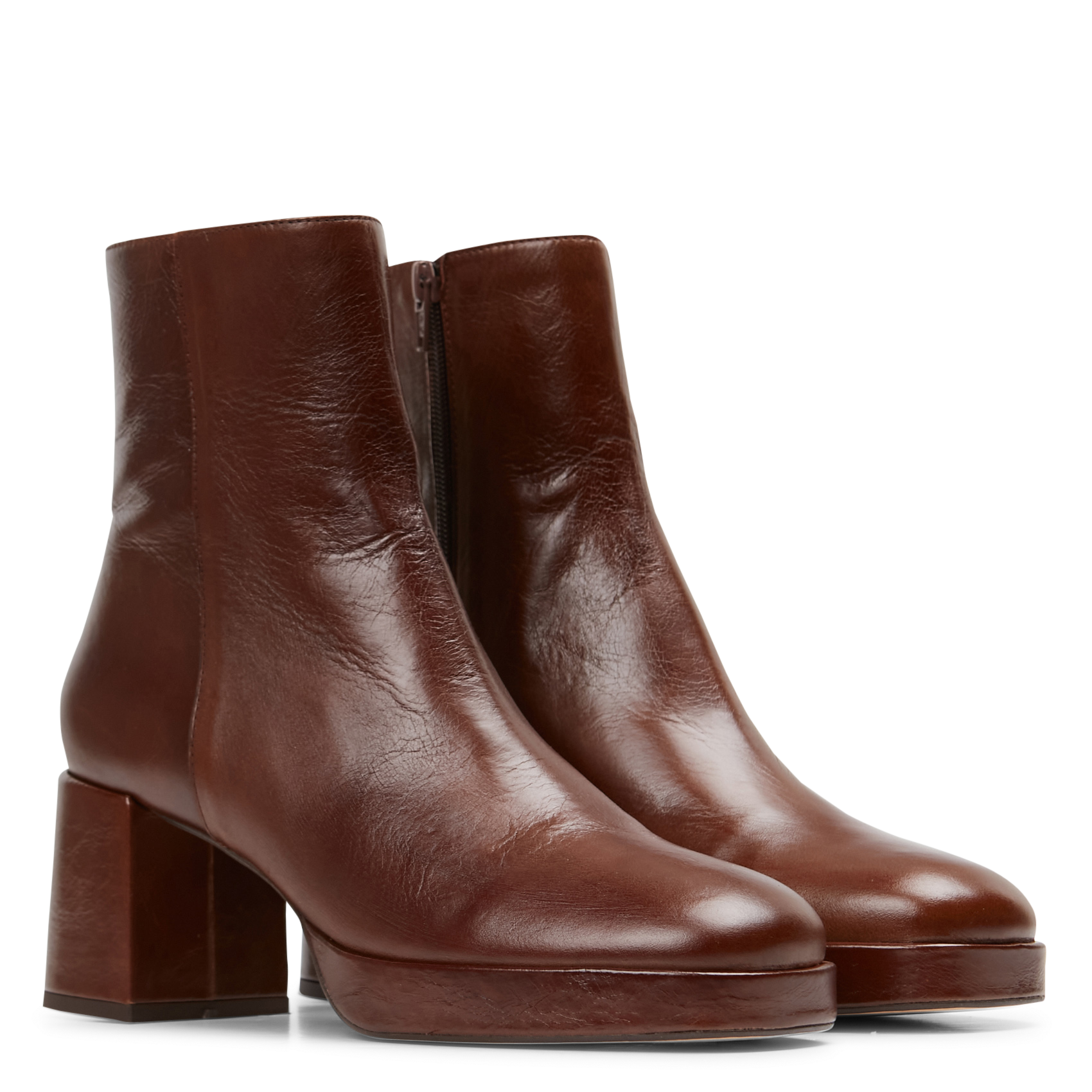 Leather ankle boots JONAK Brown