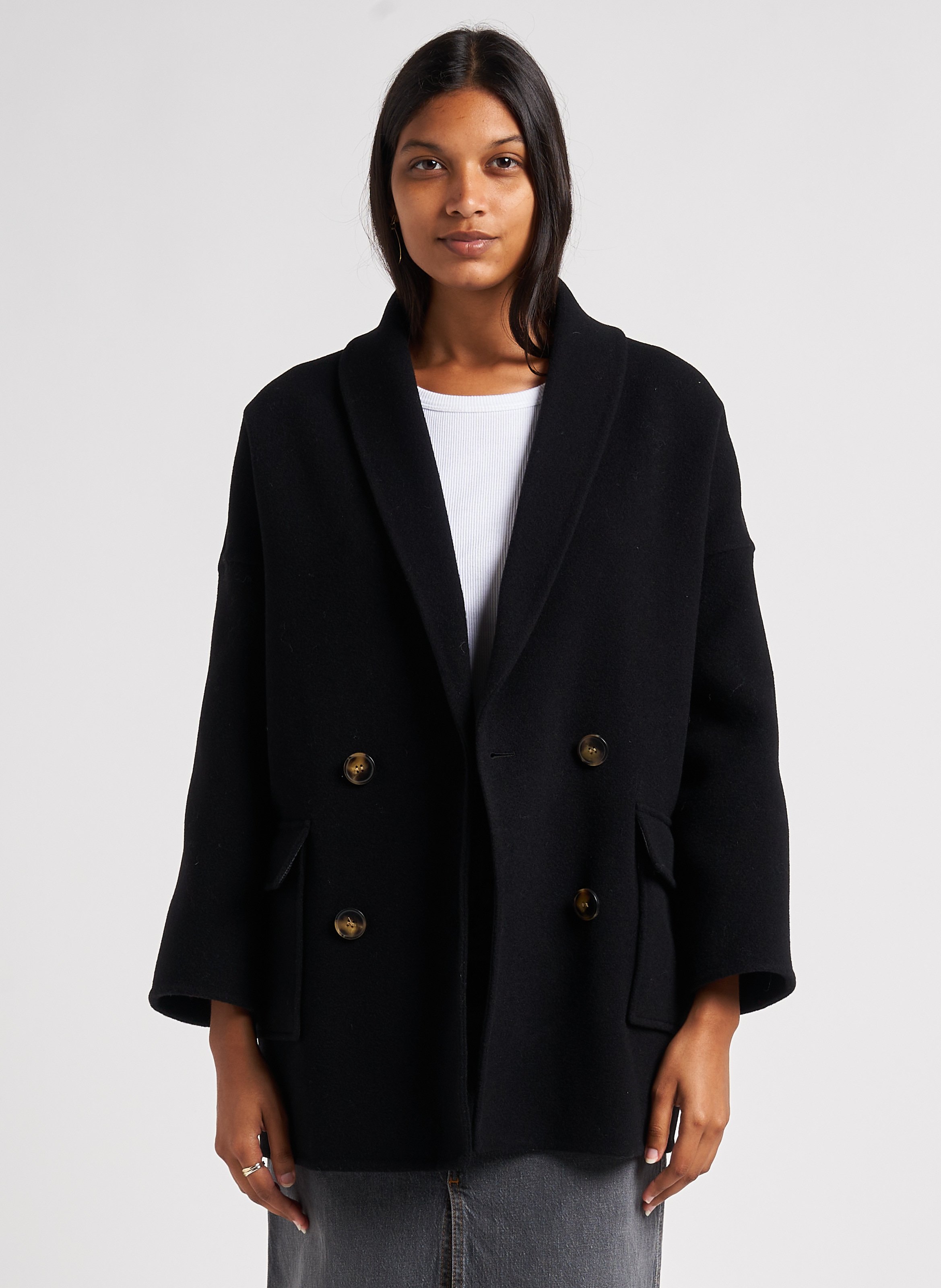 Manteau noir femme online oversize