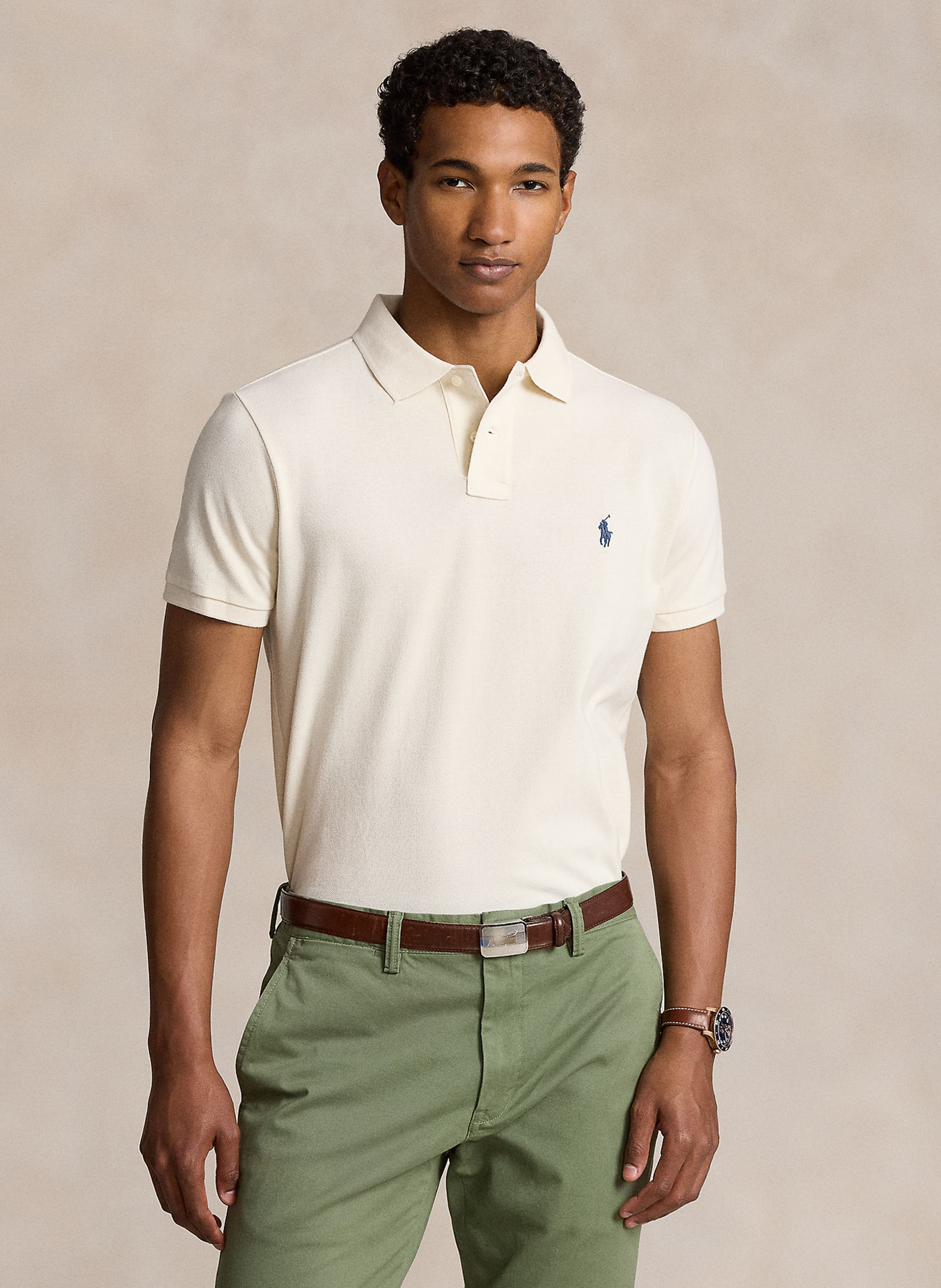 Slim fit Cotton Polo Shirt Herbal Milk c7563 Polo Ralph Lauren Men 710536856 418 HERBAL MILK C7563 Place des Tendances United Kingdom