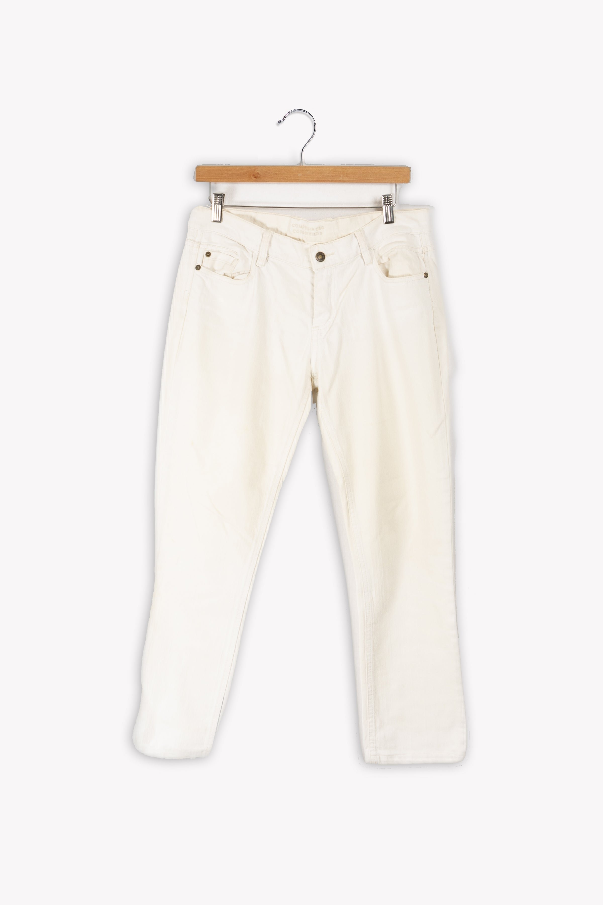 Cropped slim jeans with studs COMPTOIR DES COTONNIERS - Seconde main White