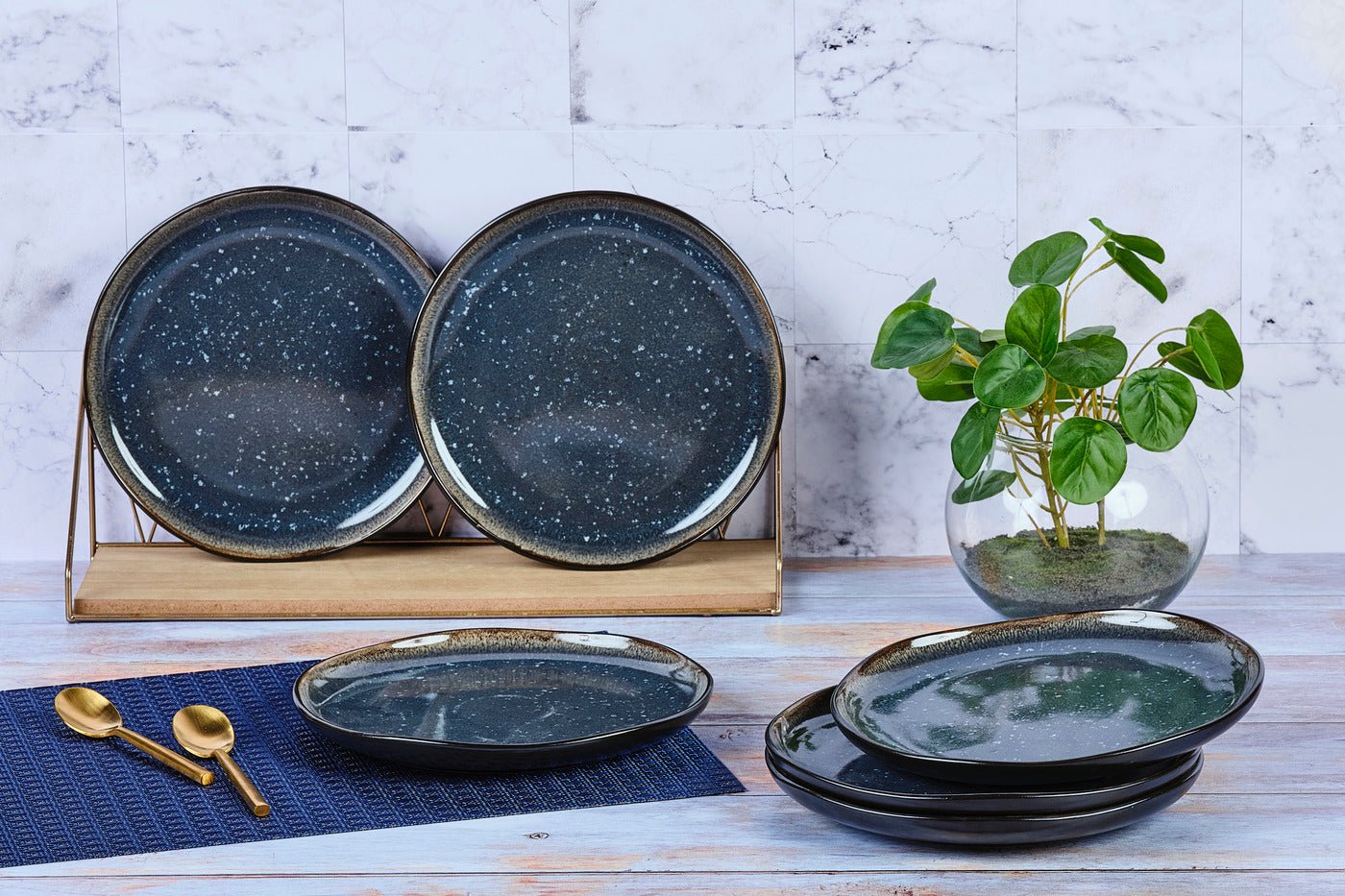 Iris Plate ø21.5cm - Set of 6 - Midnight Blue BJORN Blue