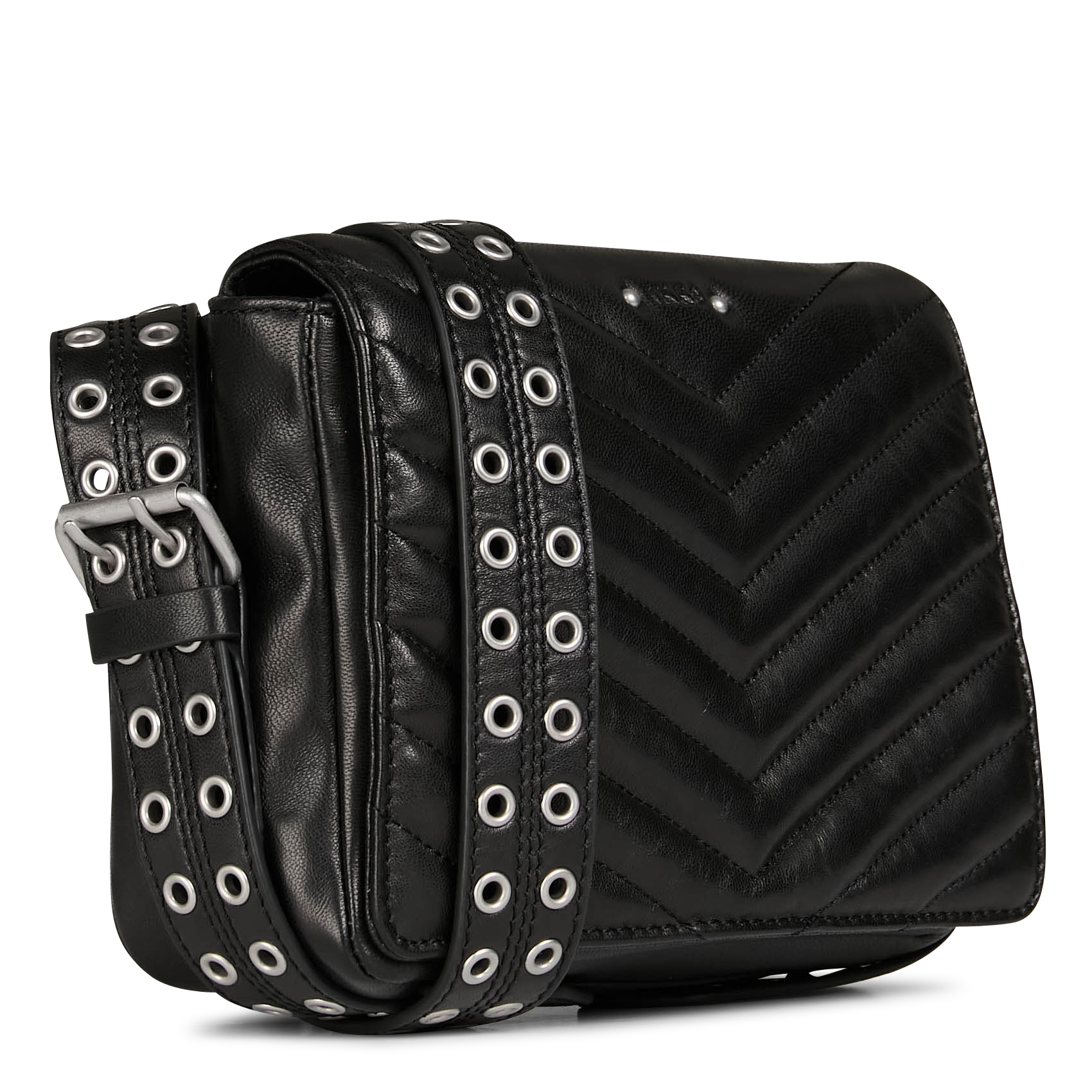 Quilted leather shoulder bag IKKS Black