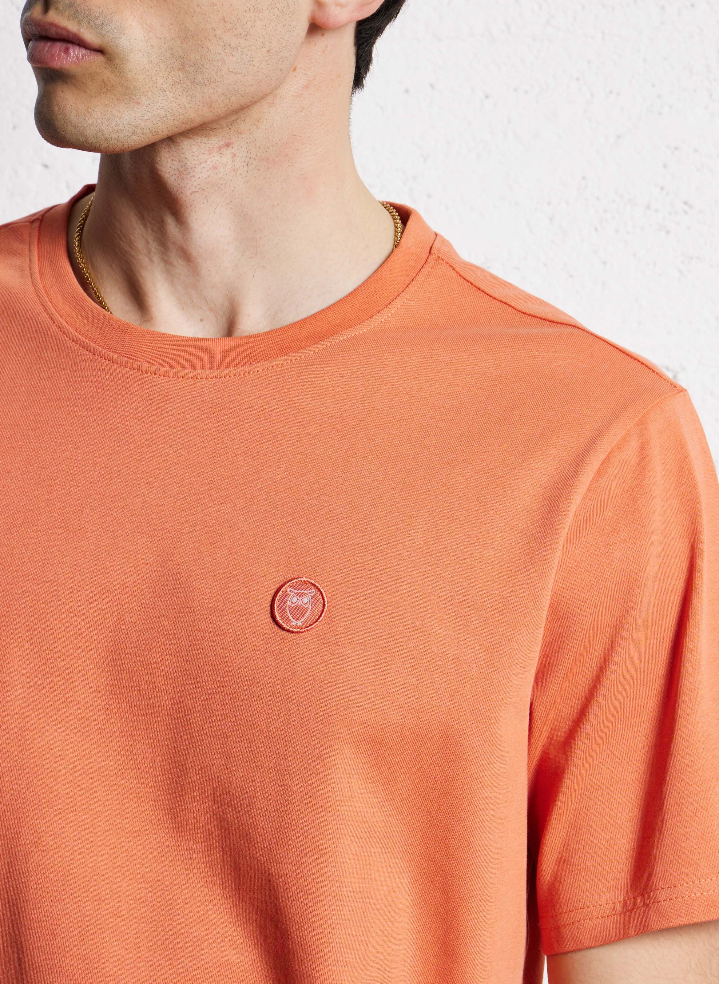 Tee-shirt droit col rond en coton bio KNOWLEDGE COTTON APPAREL Orange