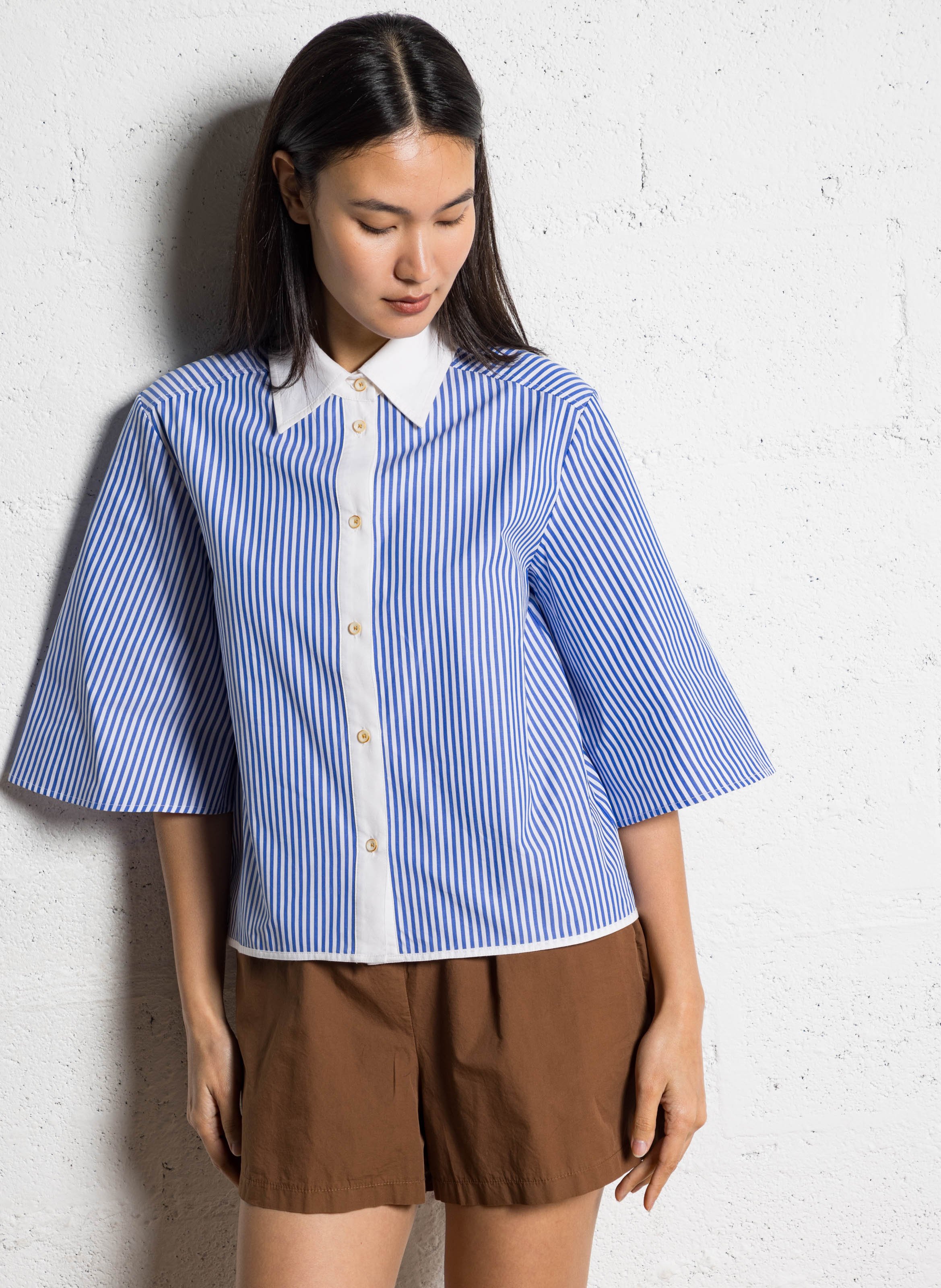 Loose-fit cotton shirt with classic collar TINSELS Blue