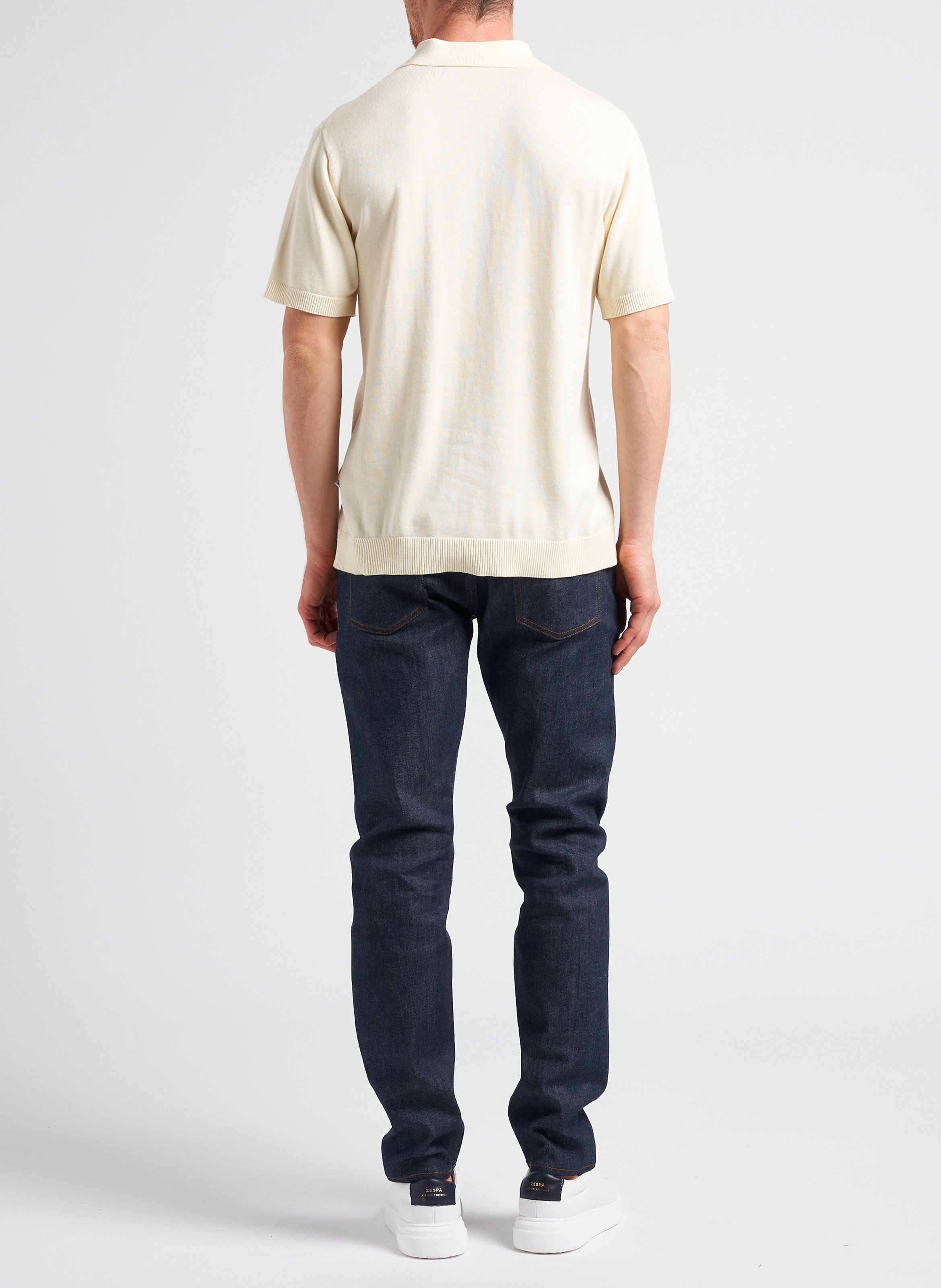 Regular-fit organic cotton-blend sweater with polo collar MINIMUM Blue