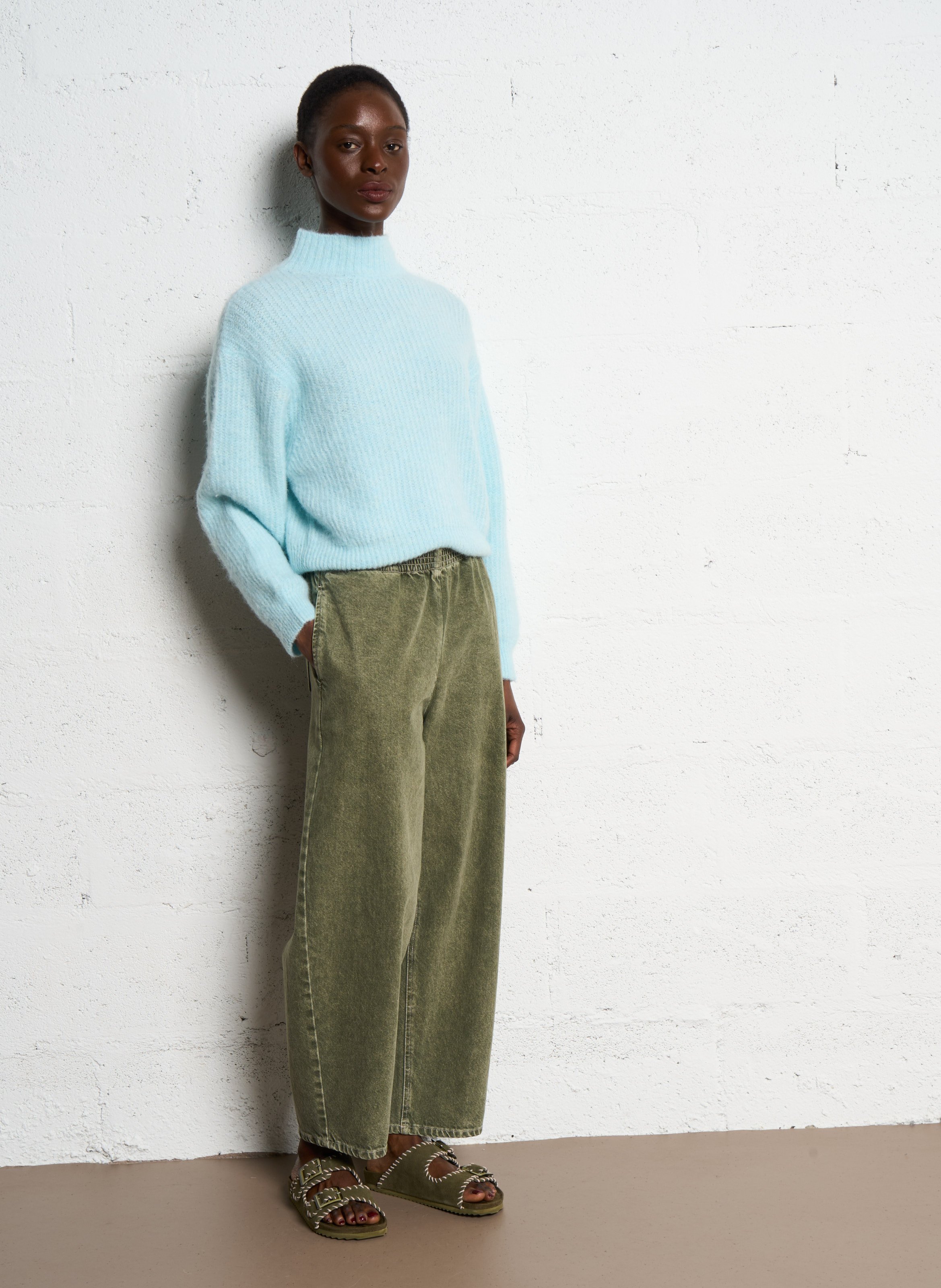 Cotton-blend wide-leg jeans AMERICAN VINTAGE Green