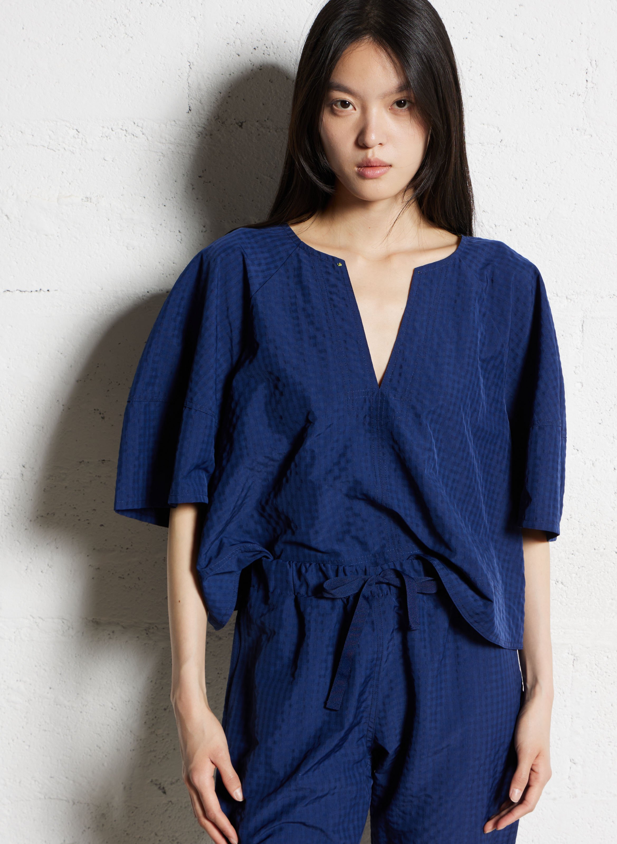 Blouse à col tunisien  DR BLOOM Bleu