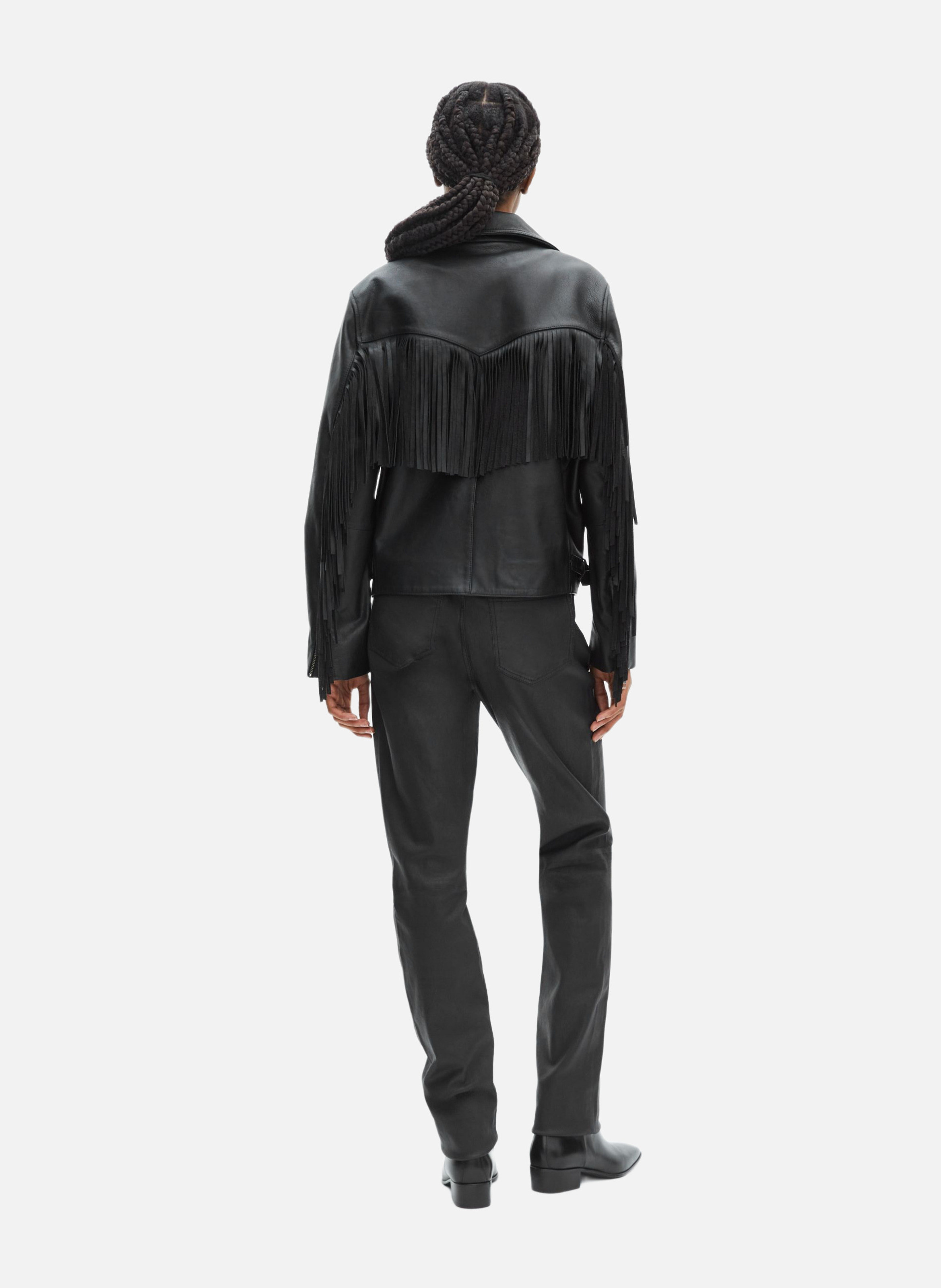 Leather fringed jacket THE KOOPLES Black