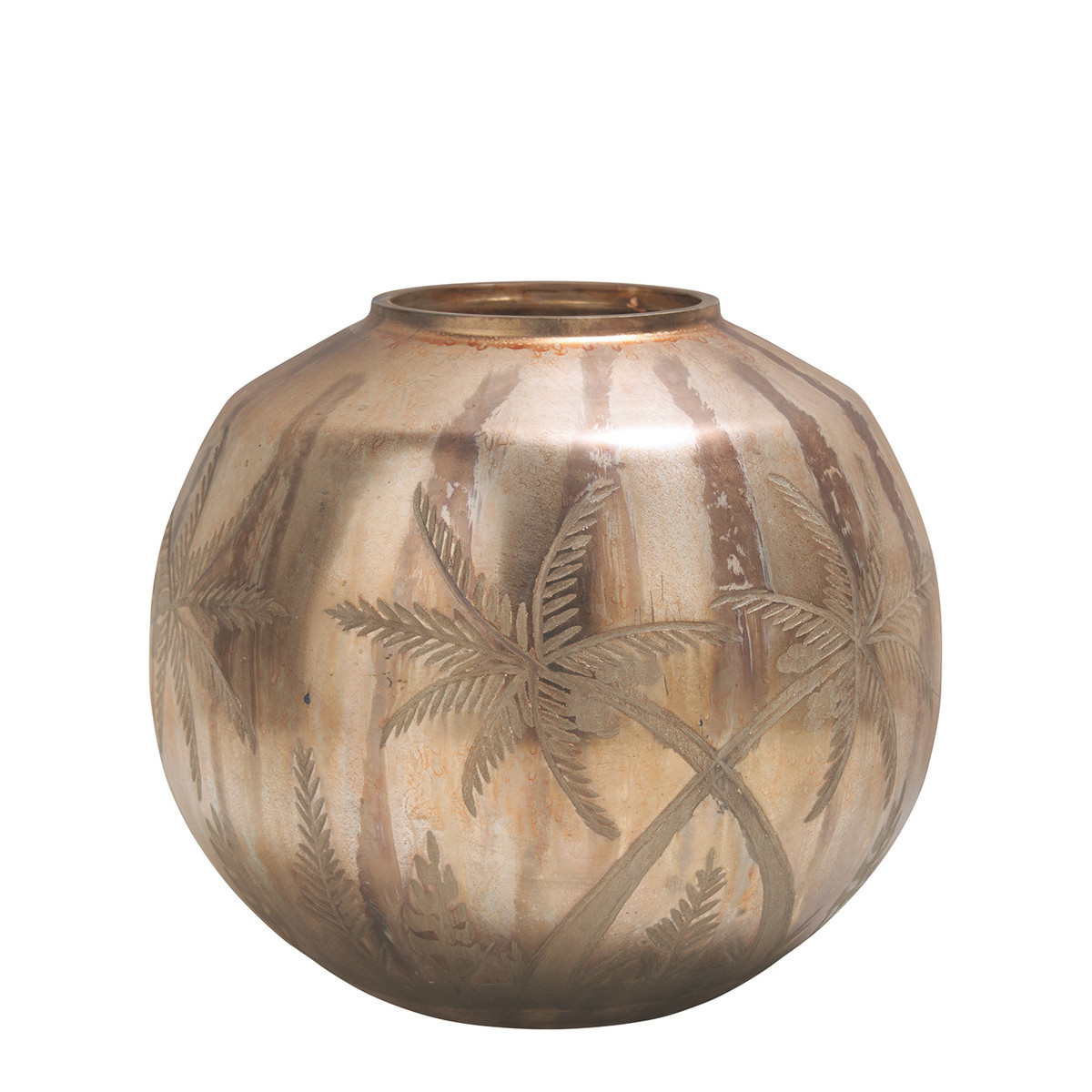 Mat finish round vase BLANC D'IVOIRE Golden