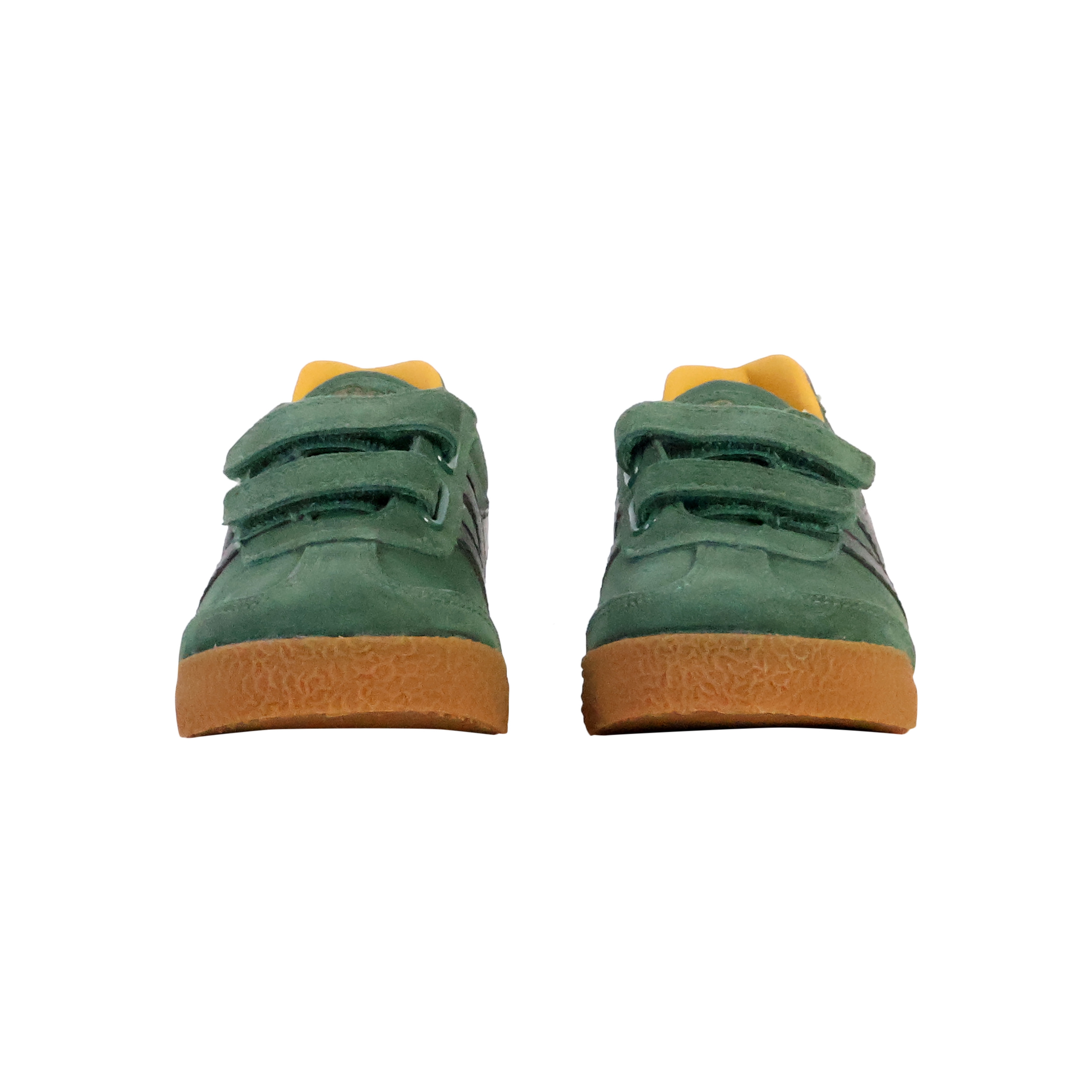 Children's leather sneakers with barrier strap Green