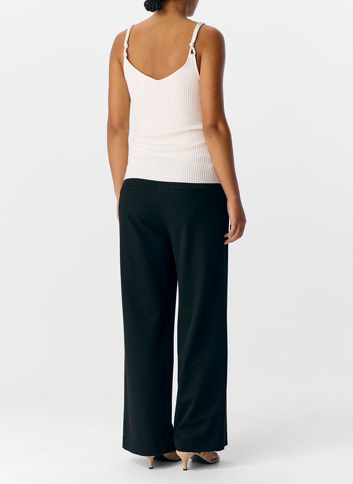 Sleeveless V-neck top OBJECT Beige