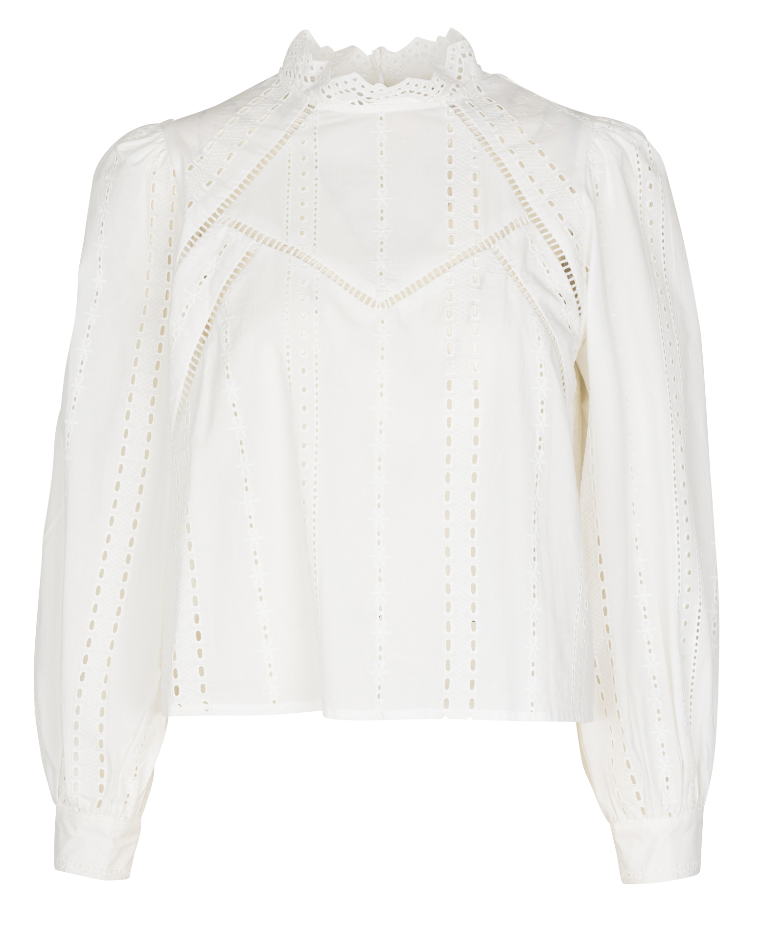 Blouse col victorien en coton bio SUNCOO Blanc
