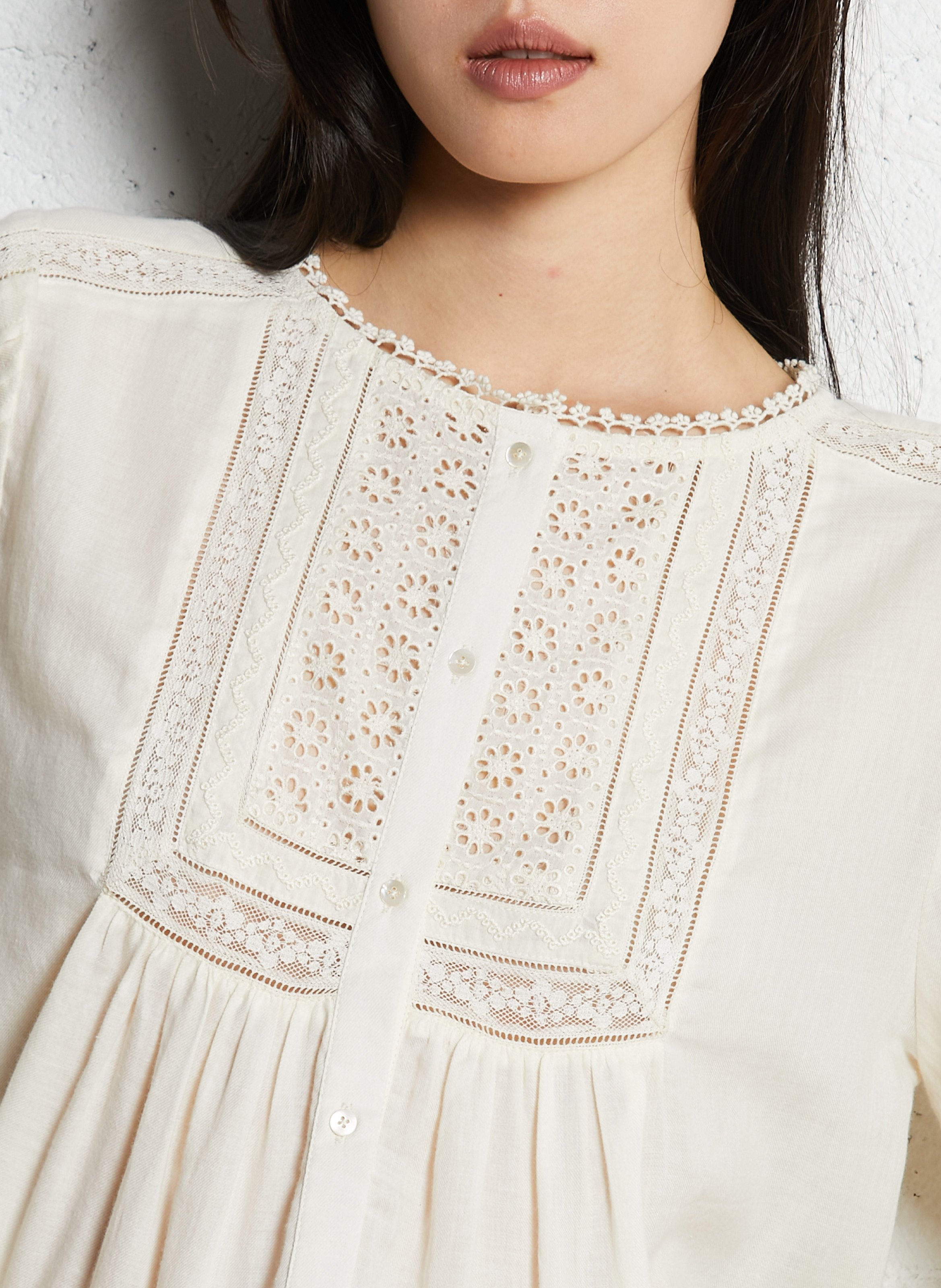 Rundhalsausschnitt-Bluse aus Baumwolle EMILE ET IDA Beige