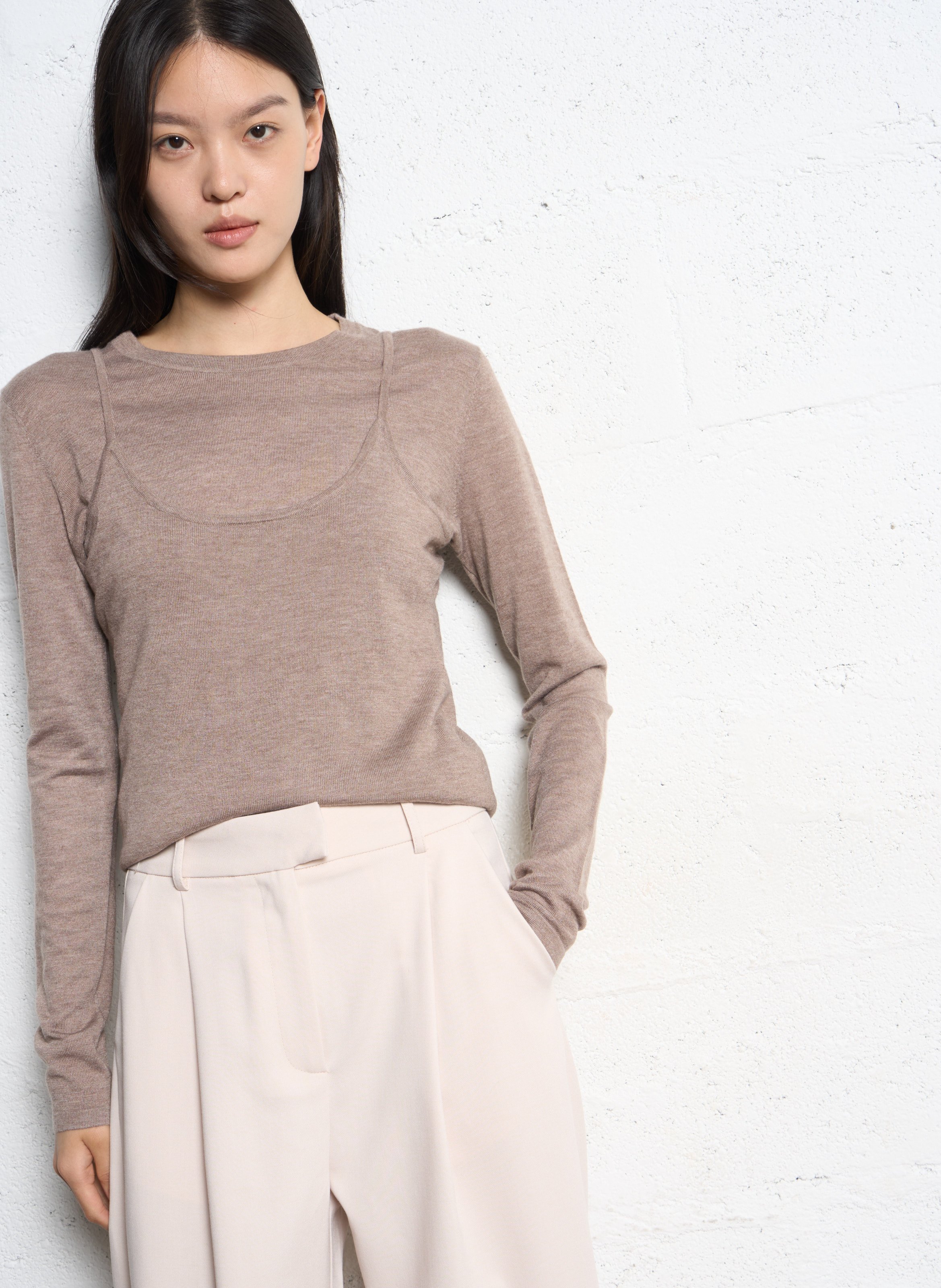 Pull droit col rond SUNCOO Marron